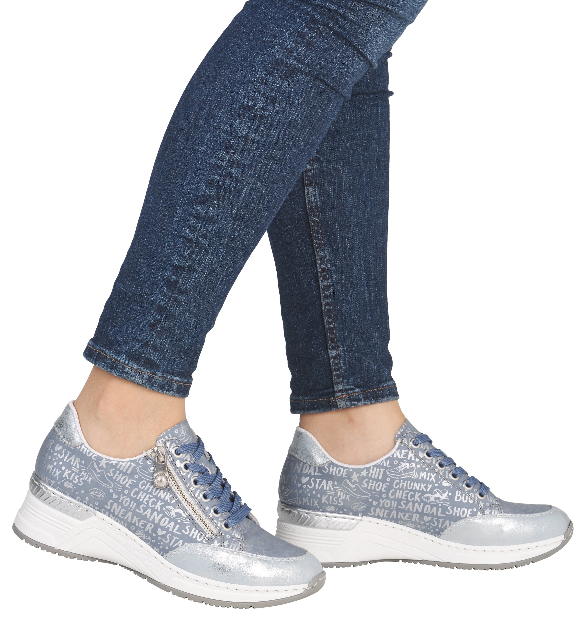 Rieker Sneaker  mit Lettern bedruckt, Freizeitschuh, Halbschuh, Schnürschuh