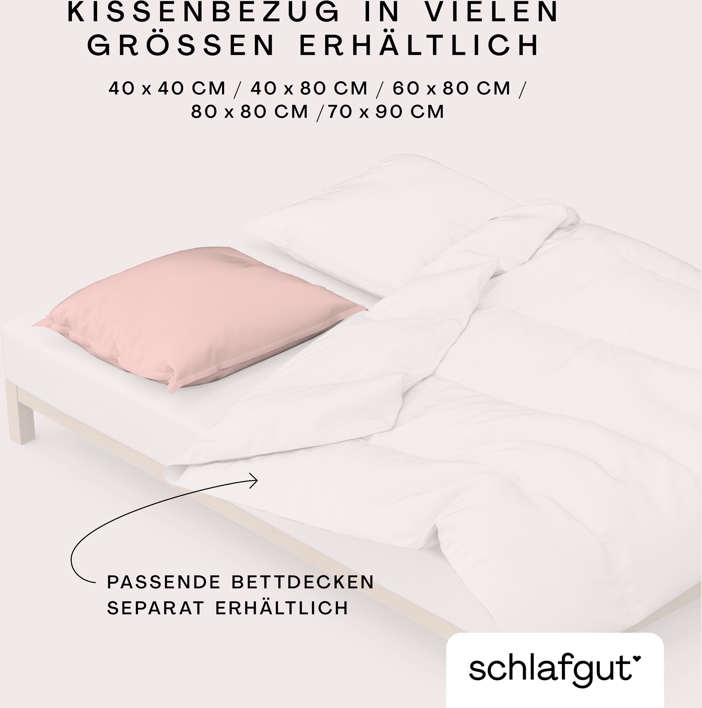Schlafgut Kissenbezug »Woven Satin aus Mako-Baumwolle, langlebig, pflegeleicht, dicht gewebt«, (1 St.), Kissenhülle mit Reißverschluss, passender Bettbezug erhältlich