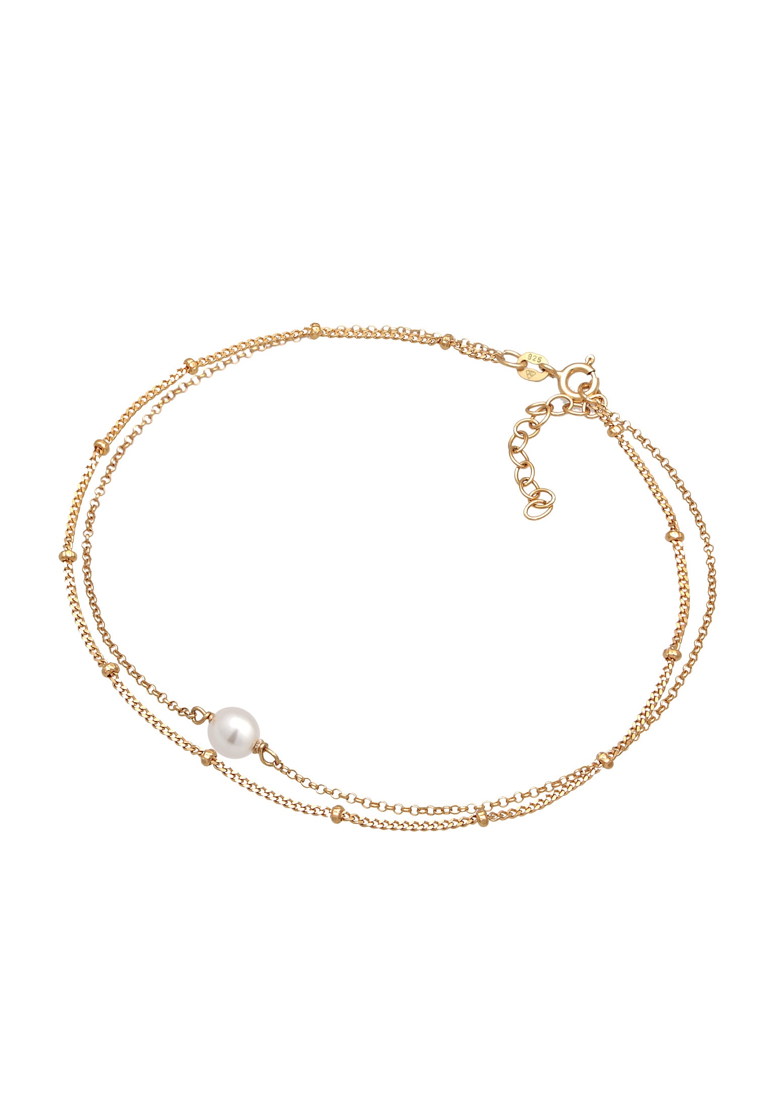 Elli Fußkette »Fußschmuck Muschelkernperle Kugelkette Layer 925 Silber«