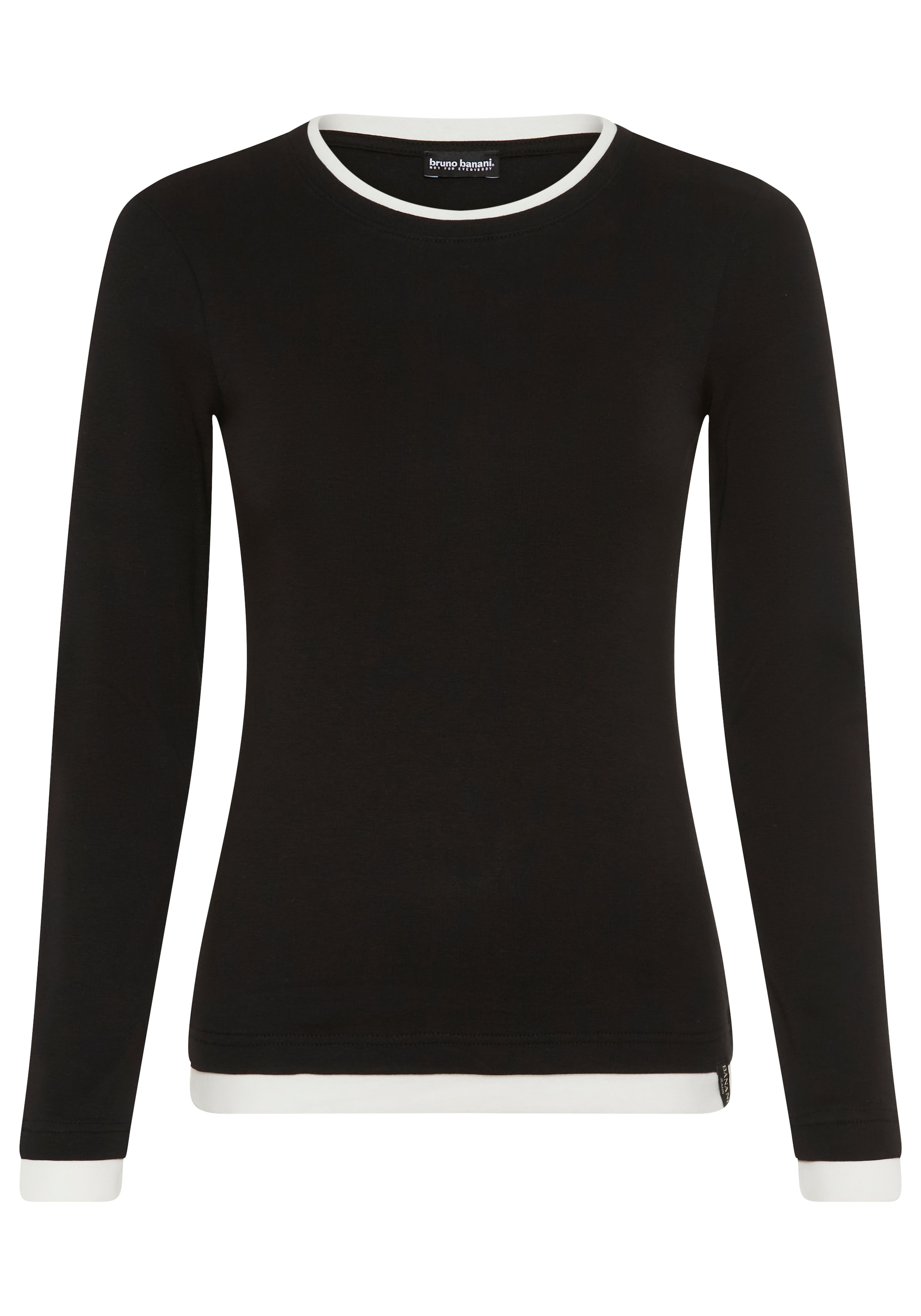 Bruno Banani Longsleeve mit Rundhalsausschnitt, hüftlange Form, Langarm-Design, aus Rippware