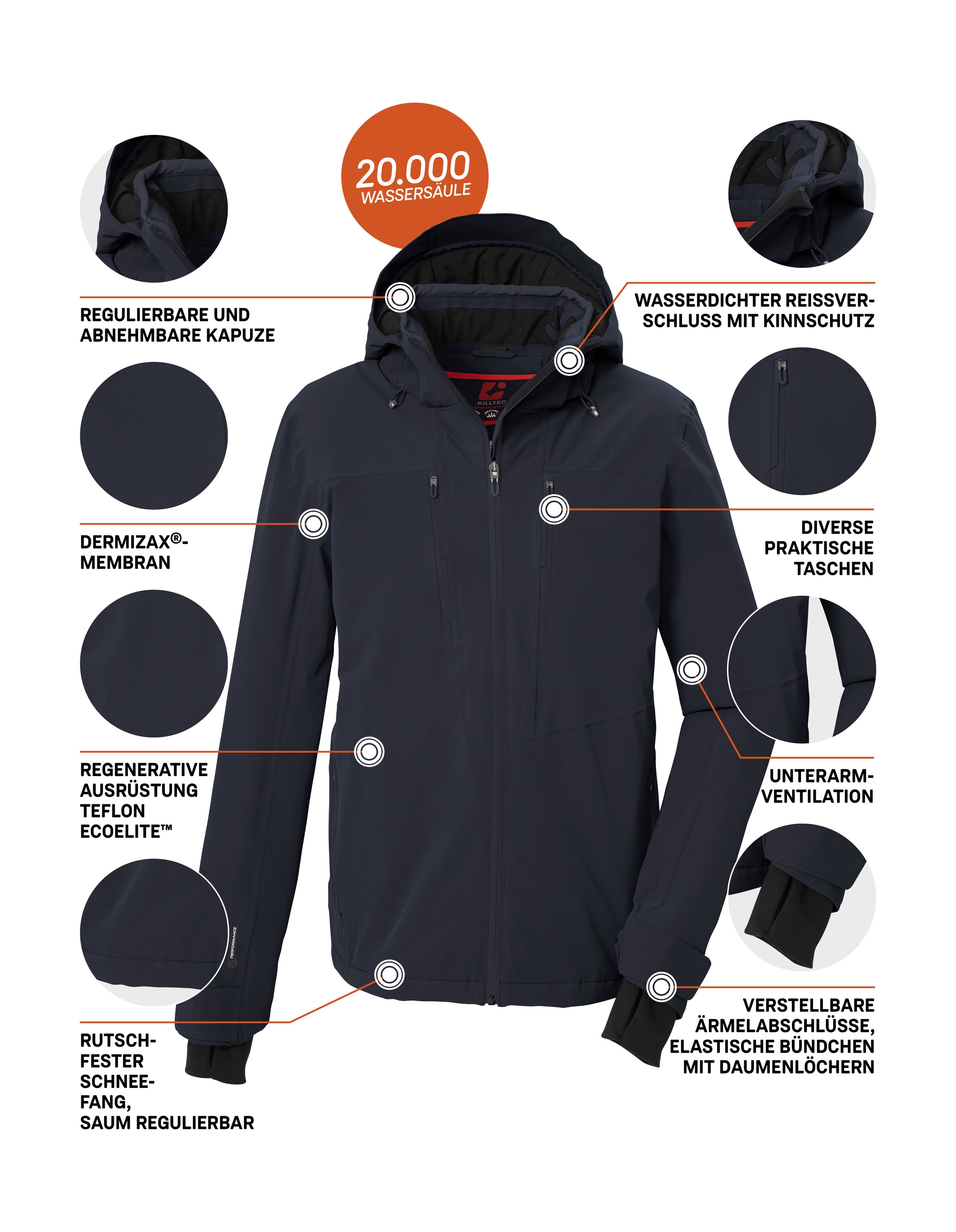 Killtec Skijacke »KSW 74 MN SKI JCKT« Wind- und wasserdichte Skijacke mit Dermizax®-Technologie