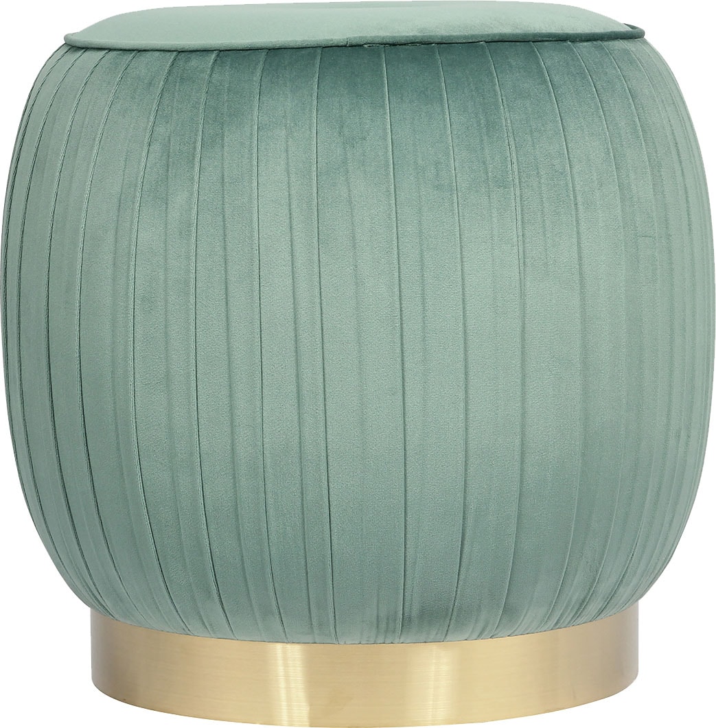 Kayoom Polsterhocker »Hocker Lyla 125, Edler Touch durch goldenen Sockel,  Samtbezug« 1 Stk. tlg. samtweich, gesteppte Ziernaht, Edelstahlsockel, Hochwertiger Samtbezug
