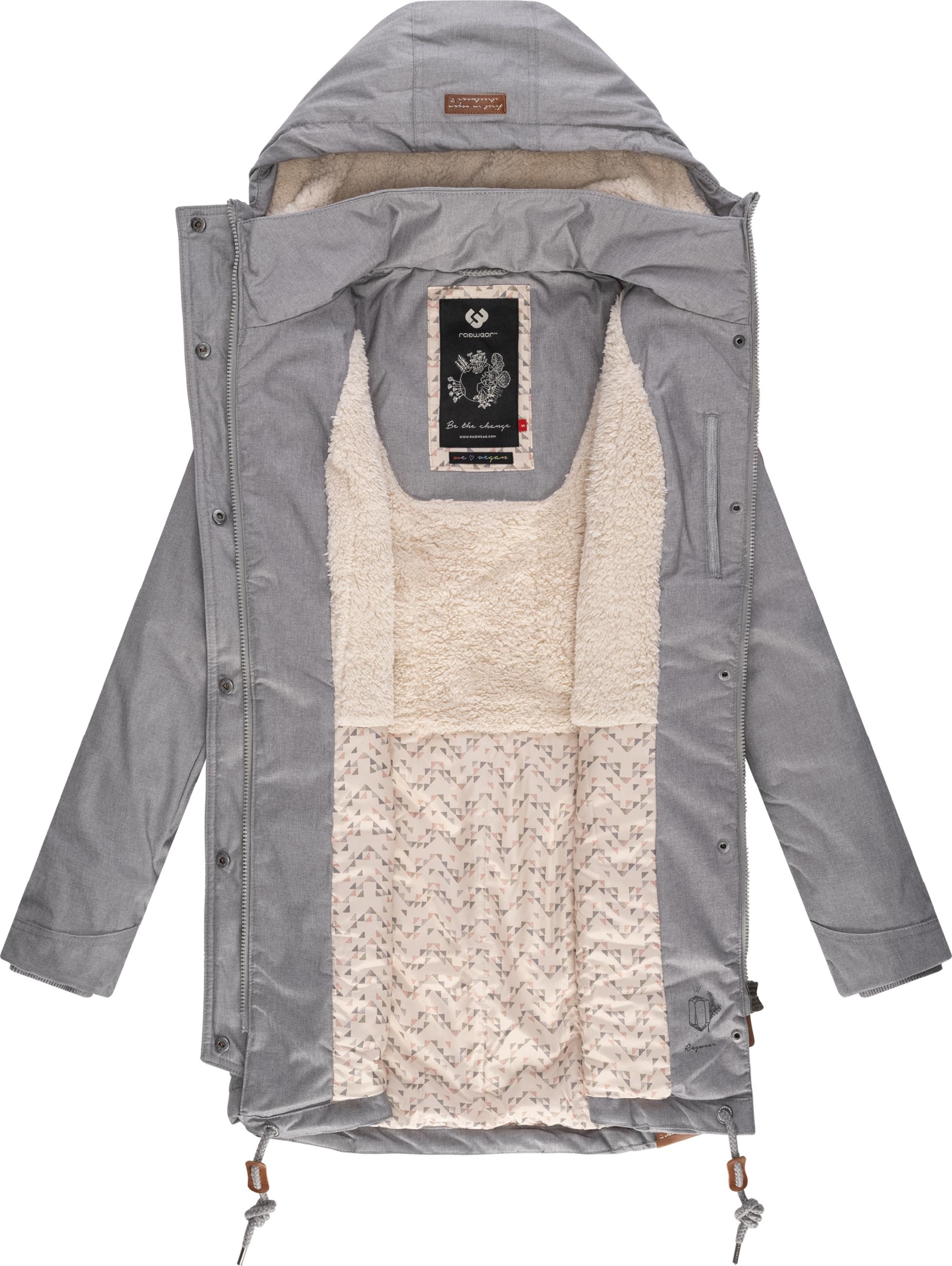 Ragwear Wintermantel »Winterjacke Tunned«, stylischer Winterparka mit Teddyfell Innenfutter