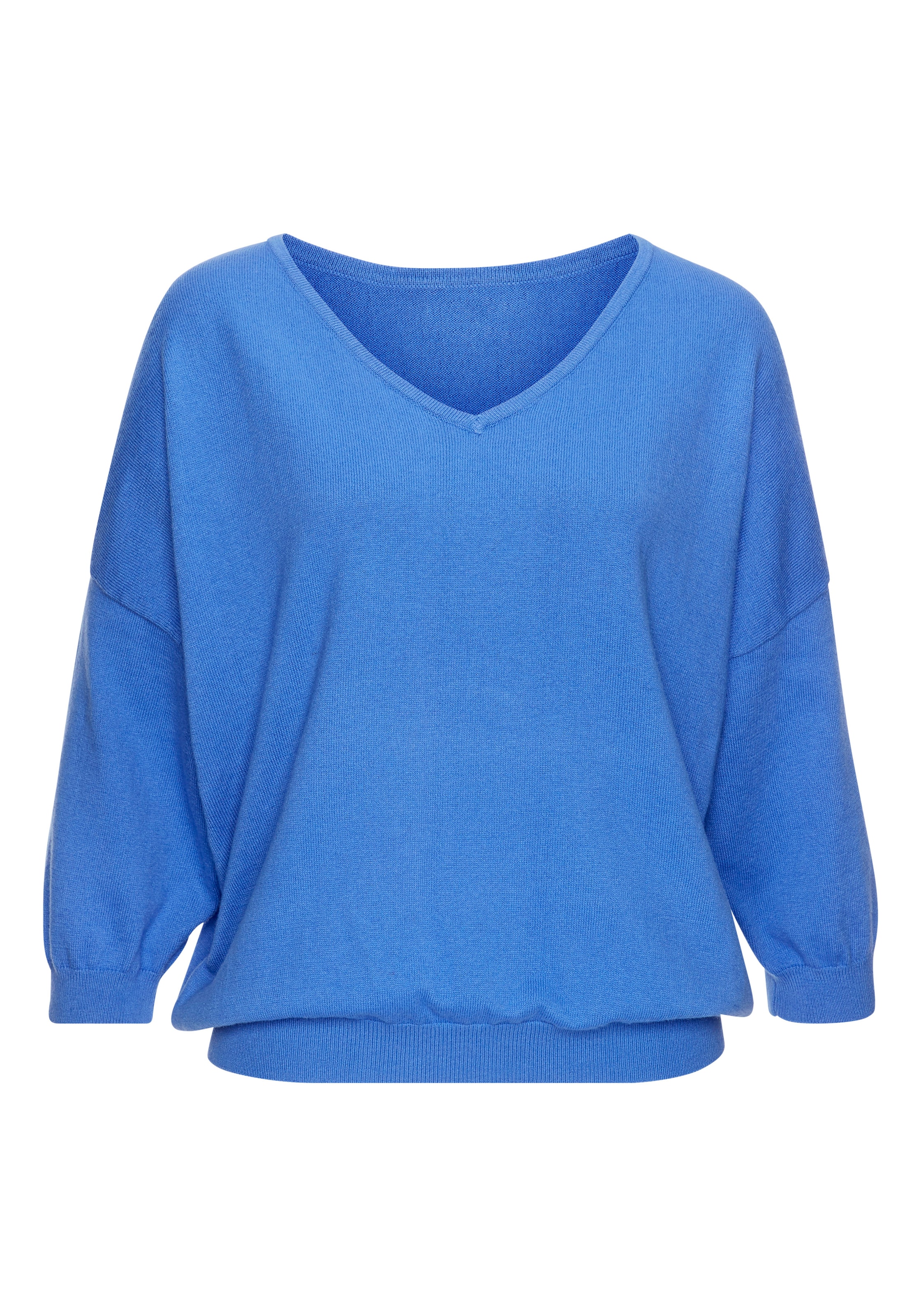 Vivance Fledermauspullover aus weicher Feinstrickqualität, mit V-Ausschnitt und lockerer Passform