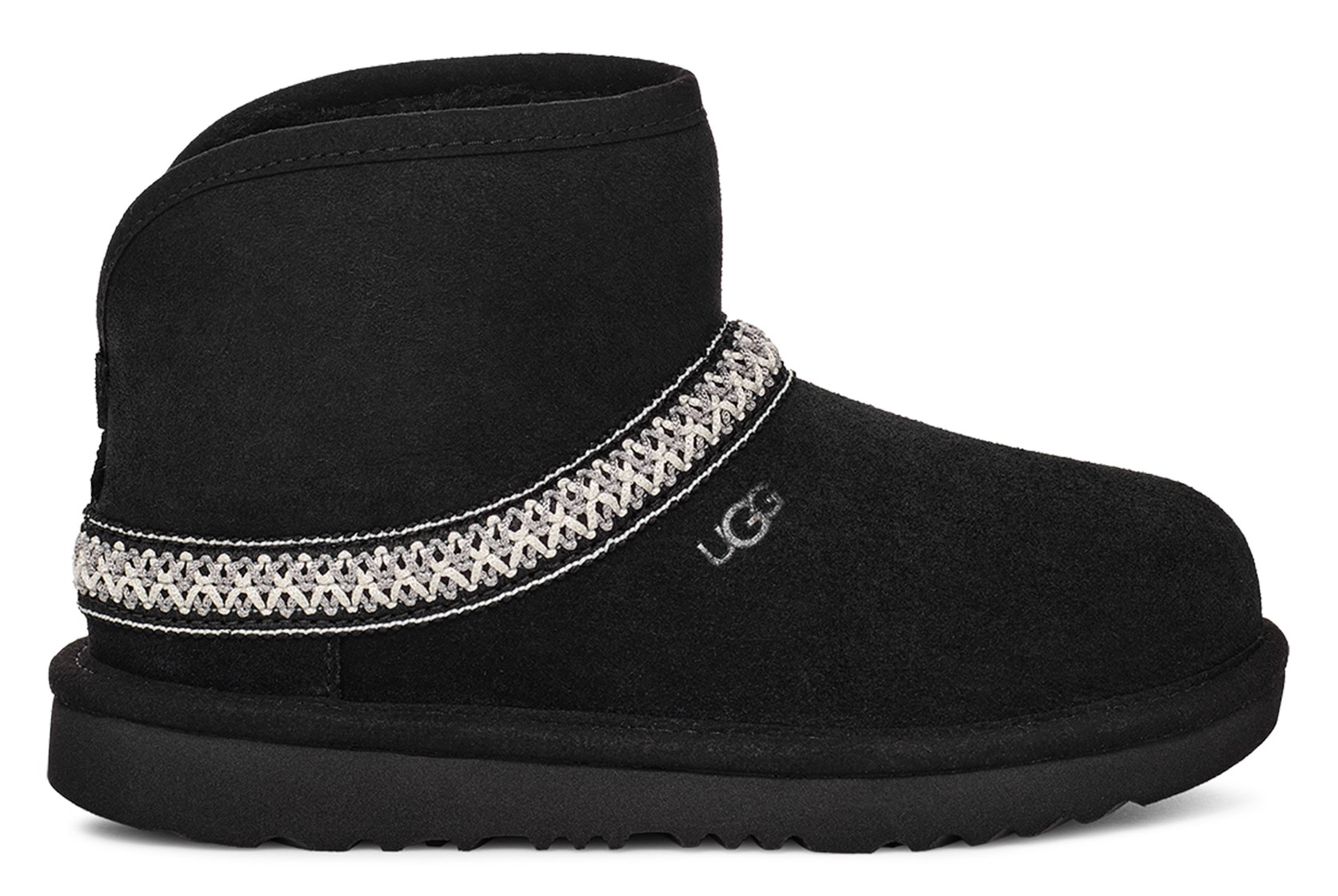 UGG Schlupfboots »CLASSIC MINI CRESCENT«, Schlupfstiefel, Hüttenschuh, Winterschuh mit Lammfellkragen