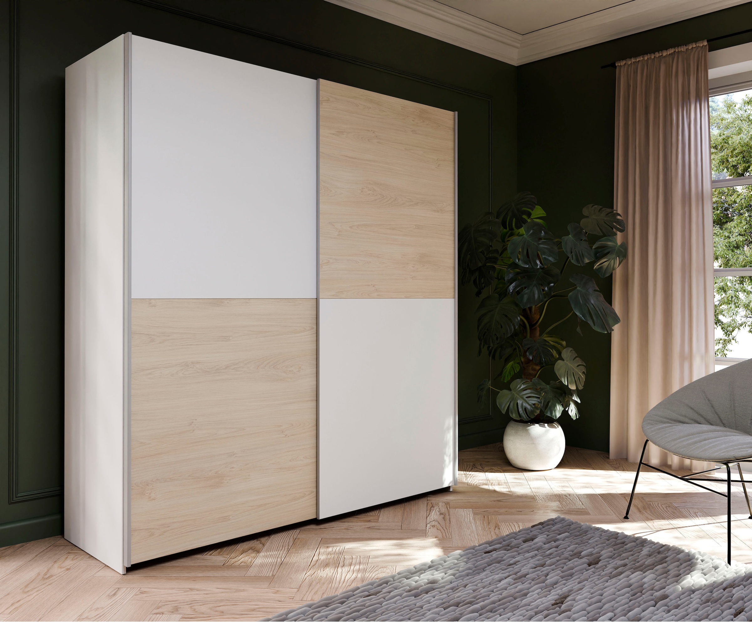 Home affaire Schwebetürenschrank »2 Schiebetüren, Made in Europe, stabil und zeitlos«, (5 Breiten: 120 -200cm, Höhe ca. 190cm), in verschiedenen Farben und Breiten