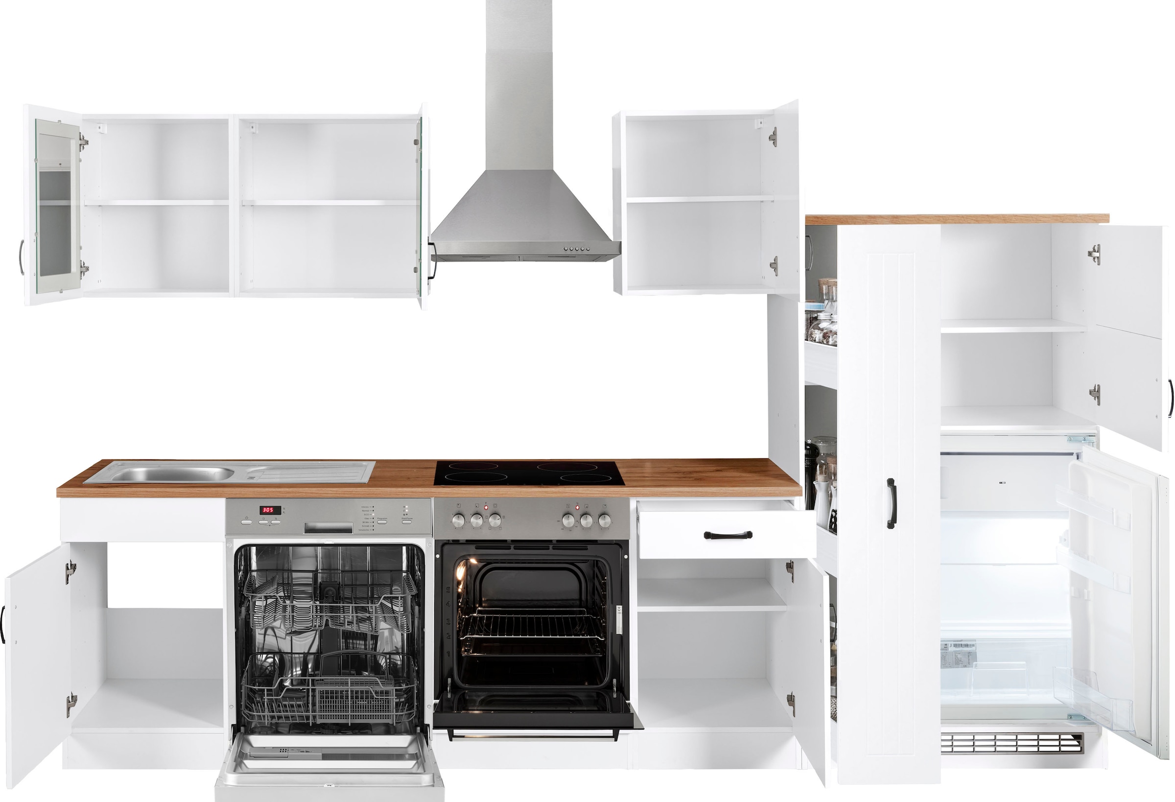 KOCHSTATION Küchenzeile »KS-Athen« ohne E-Geräte, Breite 310 cm