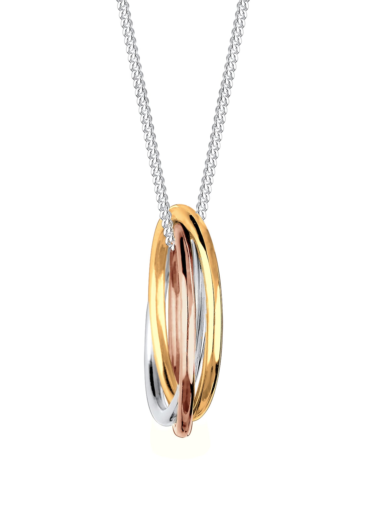Elli Kette mit Anhänger »Halskette Kreis 925 Sterling Silber Tricolor«