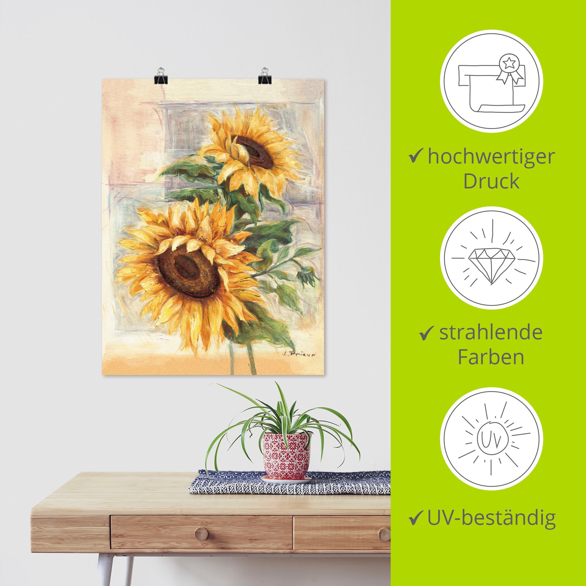 Artland Wandbild »Sonnenblumen II«, Blumen, (1 St.), als Alubild, Outdoorbild, Leinwandbild, Poster, Wandaufkleber