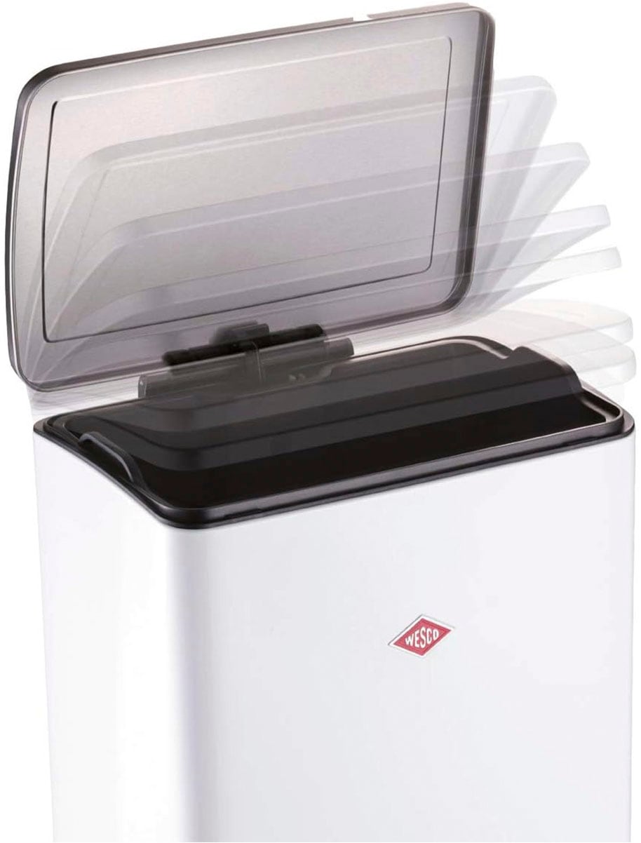 WESCO Mülltrennsystem »Big Double Boy Abfallsammler mit Dämpfer« 2 Behälter mit Kunststoffeinsatz, Edelstahldeckel mit Arretierung und Fußtritt