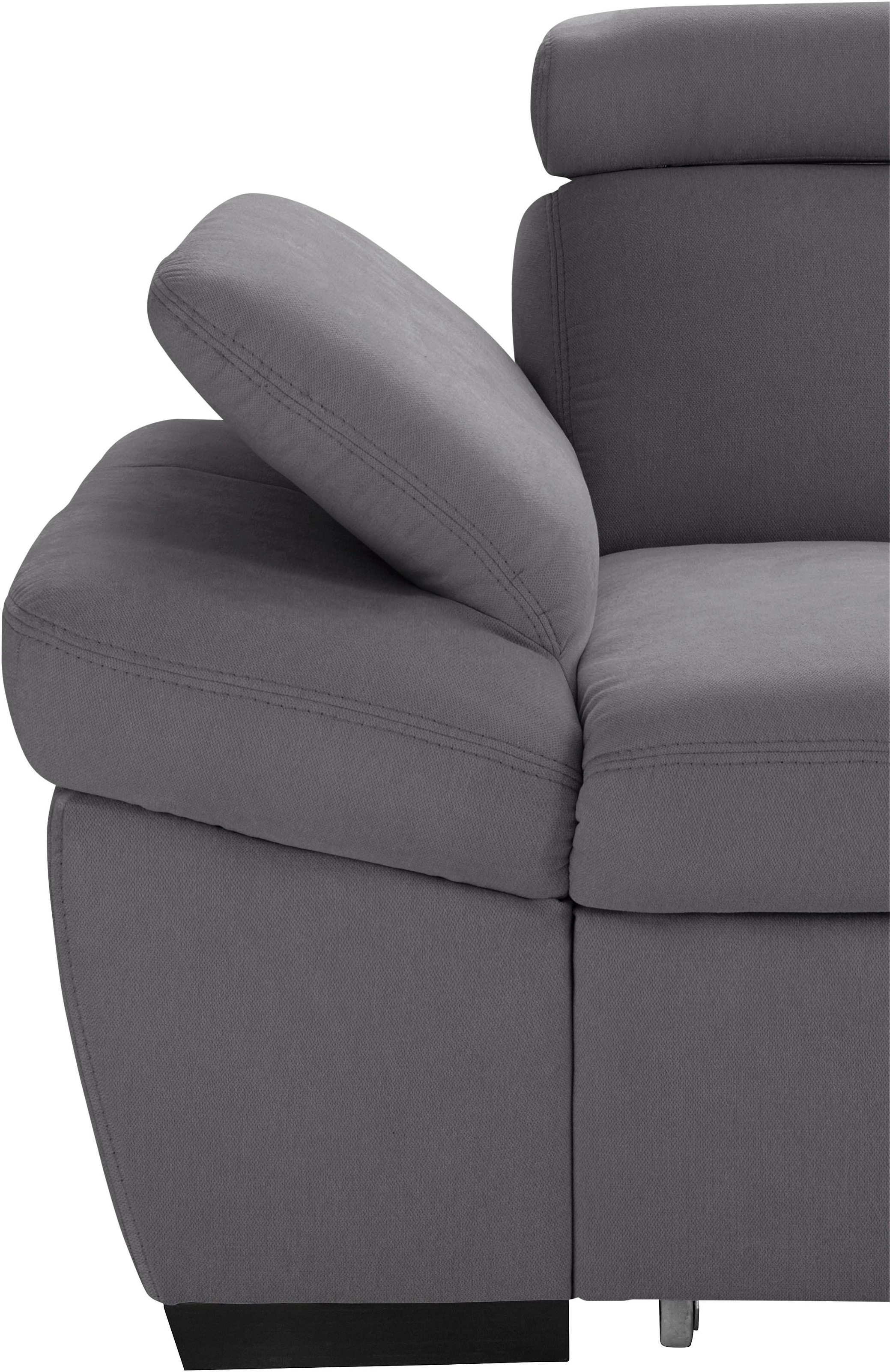 exxpo - sofa fashion Ecksofa »Salerno, klassisch modernes Funktionssofa, hoher Sitzkomfort, L-Form«, inkl. Kopf- und Armteilverstellung, wahlweise mit Bettfunktion