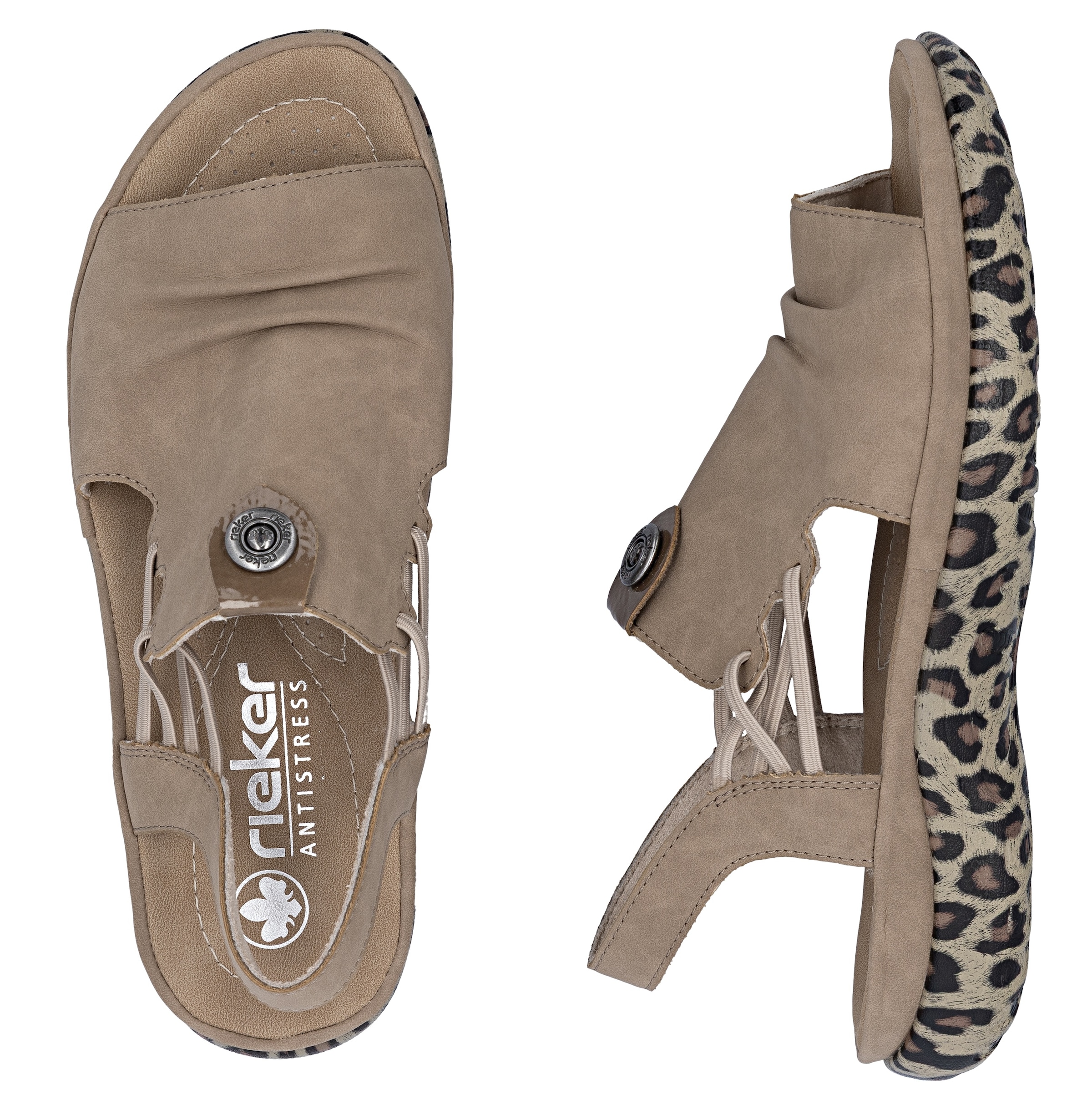 Rieker Sandale  Sommerschuh, Urlaubsschuh, Schlupfschuh mit seitlichen Gummizügen