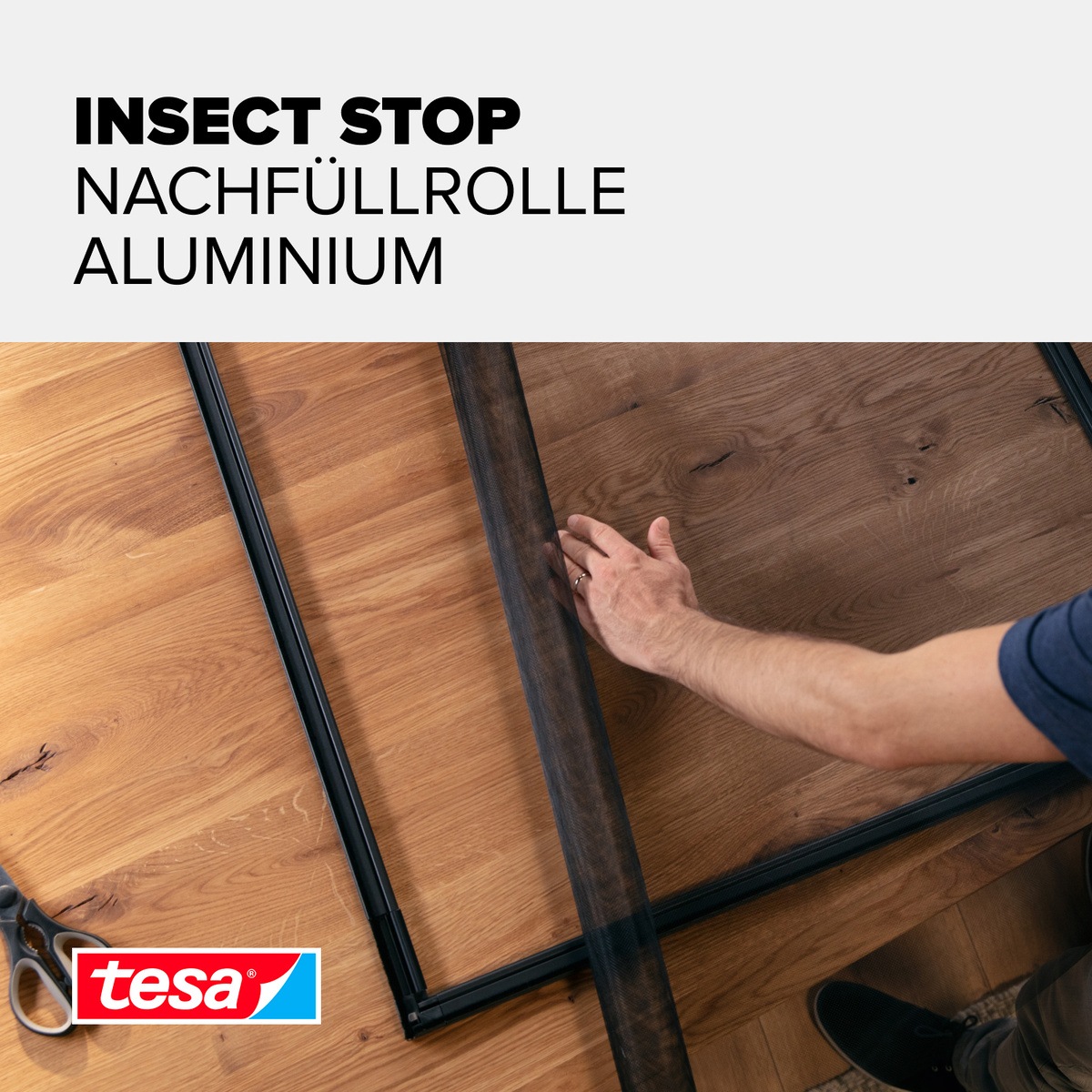 tesa Fliegengitter-Gewebe »Insect Stop Alu-Gitter Ersatzrolle für Fliegengitter - 1.2 m x 2.5 m« Packung, Nachfüllrolle, 1 Stk. tlg. Mückennetz als Ersatzgitter für Fenster & Türen