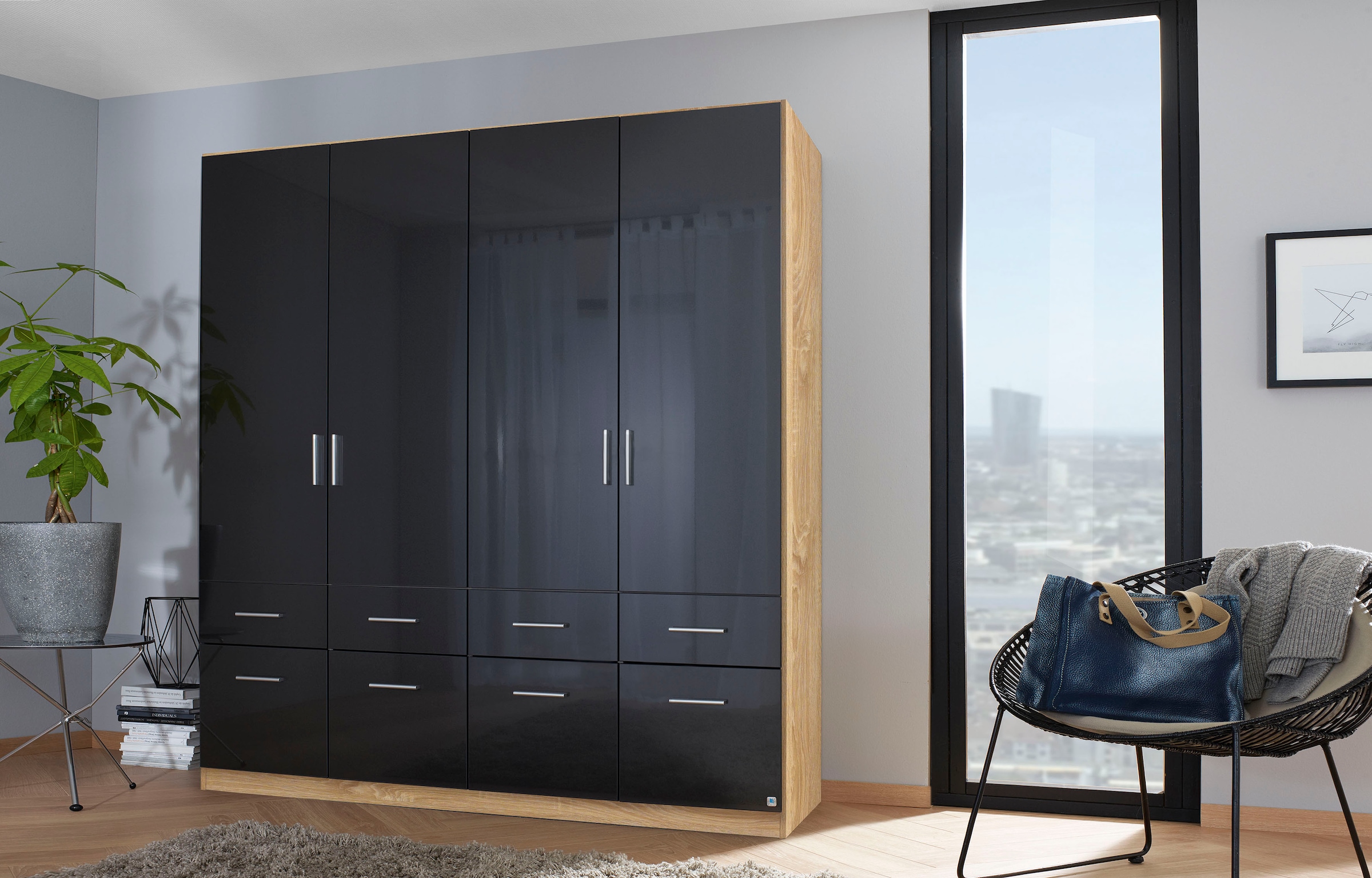 rauch Drehtürenschrank »Kleiderschrank Schrank Garderobe Schlafzimmerschrank CELLE«, in 4 Breiten und 2 Höhen, optional mit Schubkästen MADE IN GERMANY