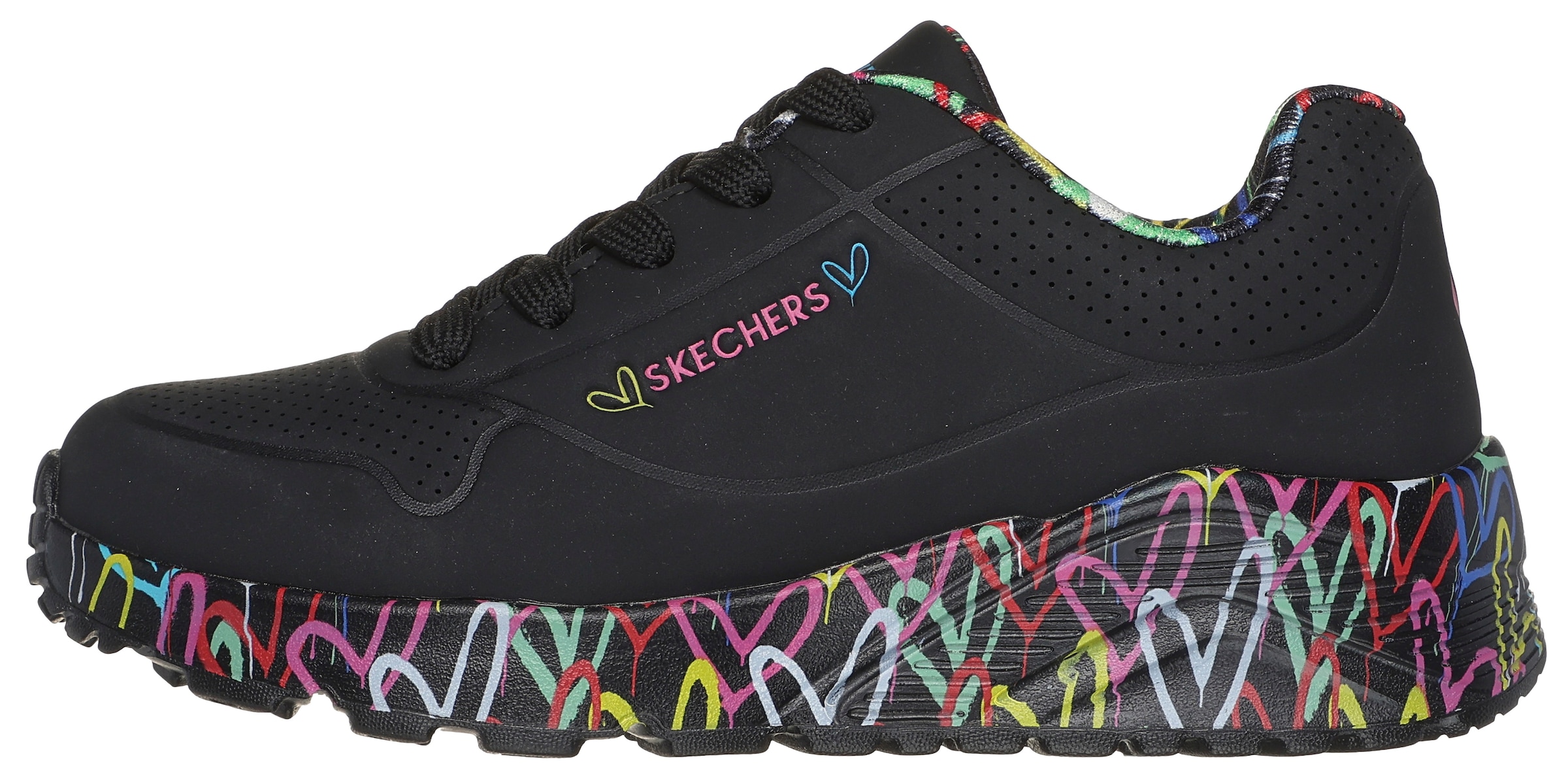 Skechers Sneaker »UNO LITE-LOVELY LUV«, Schnürschuh mit bedruckter Sohle, Größenschablone zum Download