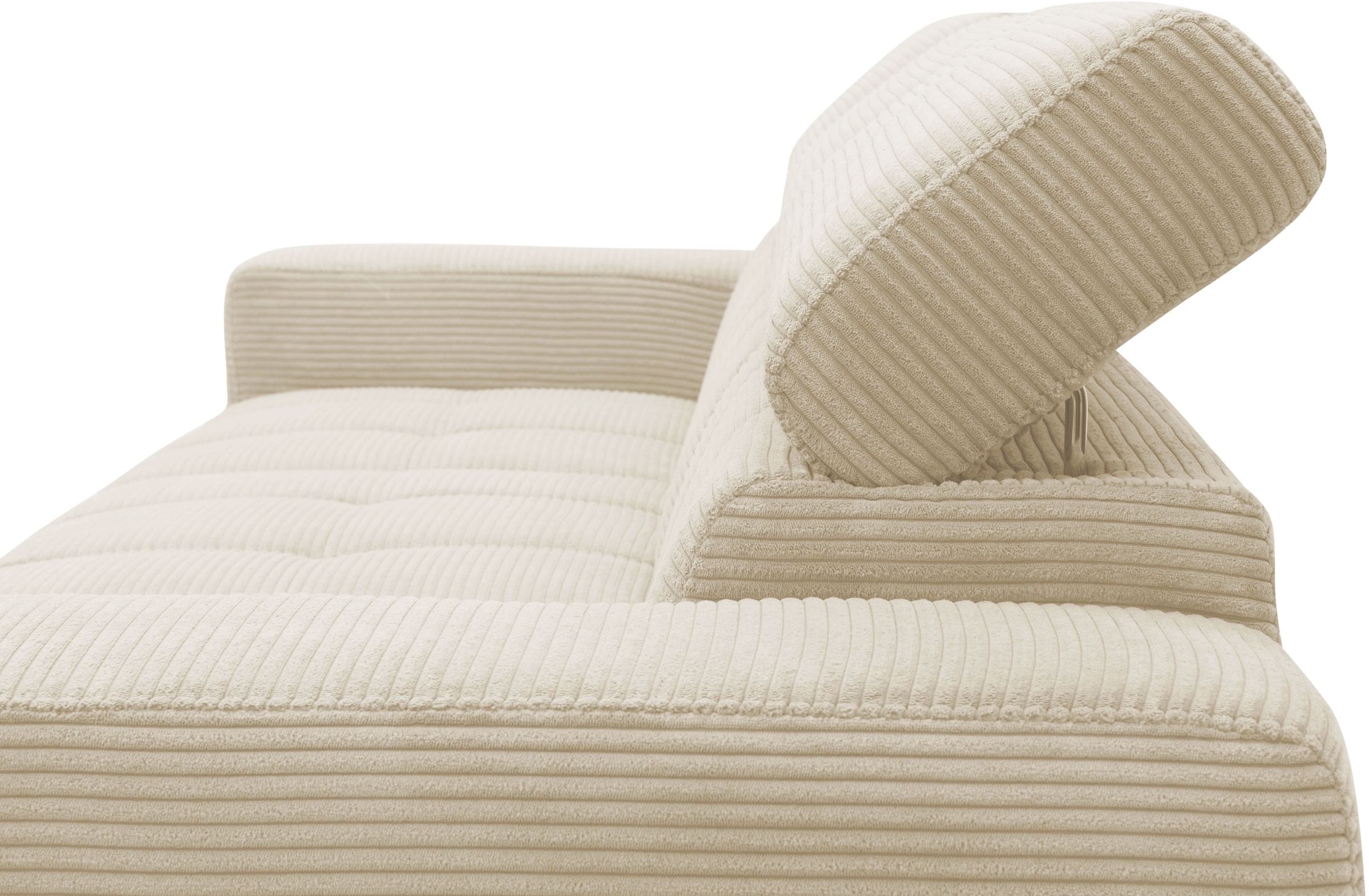 DOMO collection Ecksofa »Trento L-Form, mit Kufenfuß oder Einzelfuß«, wahlweise mit Kopfteilverstellung, Recamiere links/rechts bestellbar