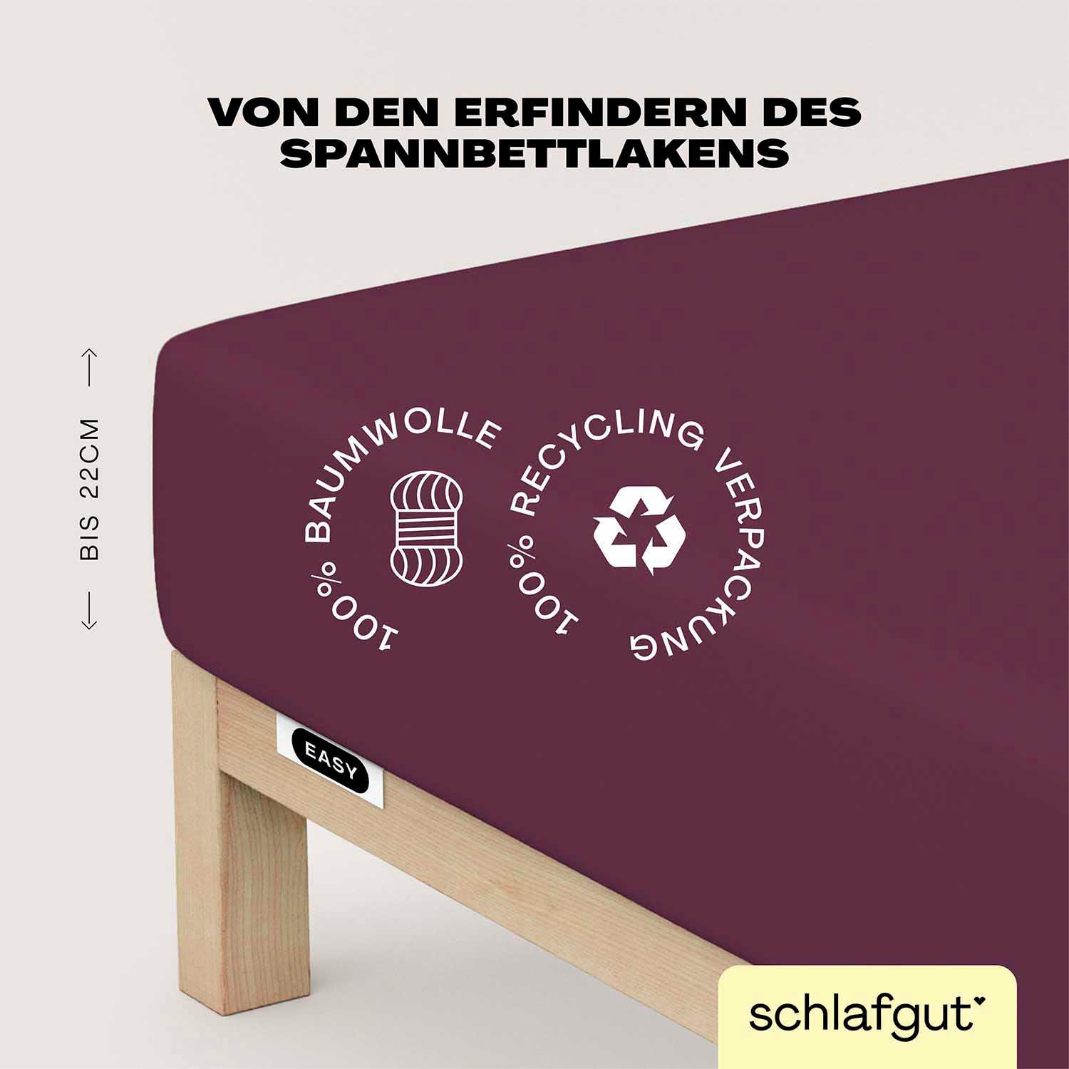 Schlafgut Spannbettlaken »EASY aus 100% Baumwolle, weich & saugfähig, Marken-Bettlaken« für Matratzen bis 22 cm Höhe, in 90x200, 140x200 oder 180x200 cm