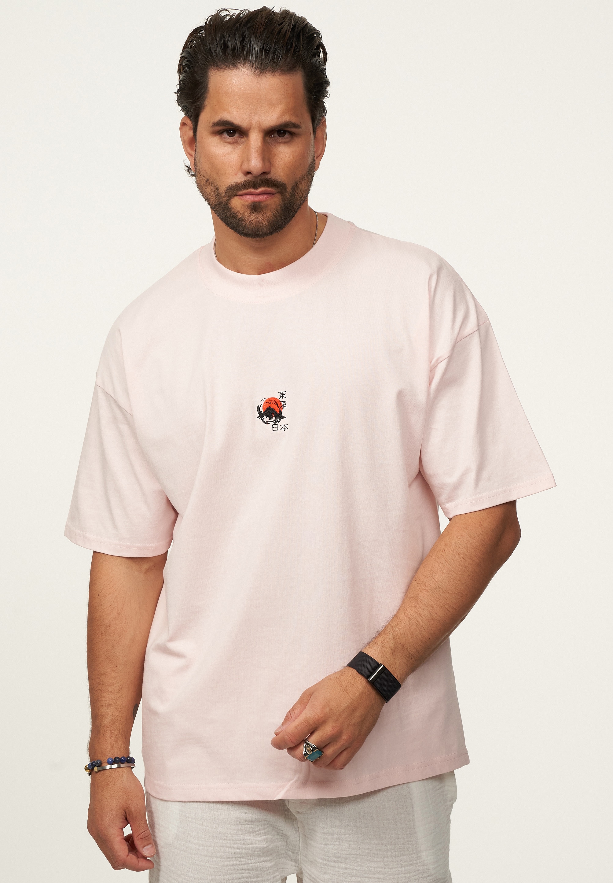 SOULSTAR T-Shirt »Kurzarm Oversize aus 100% Baumwolle mit Rundhalsausschnitt Crew Neck für Herren« Herren Oversize-Fit Kurzarm Shirt mit Rundhals-Ausschnitt