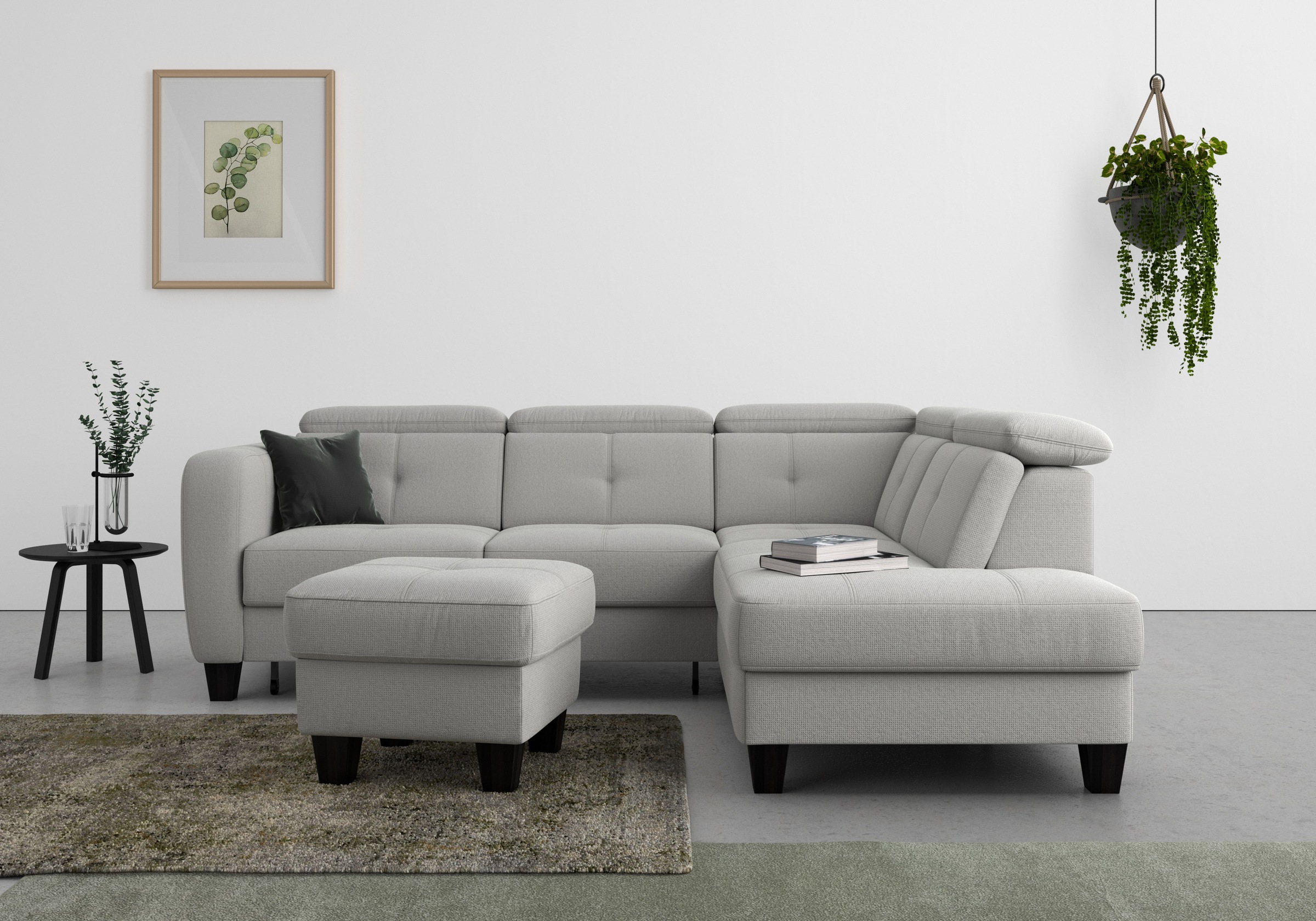 sit&more Ecksofa »Belluci L-Form«, inklusive Federkern, wahlweise mit Bettfunktion und Bettkasten