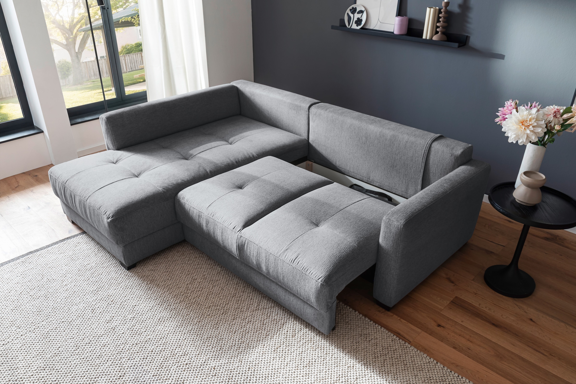 Mr. Couch Ecksofa »Pierre, L-Form mit BoxSpring« Mit Boxpring-Taschenfederkern