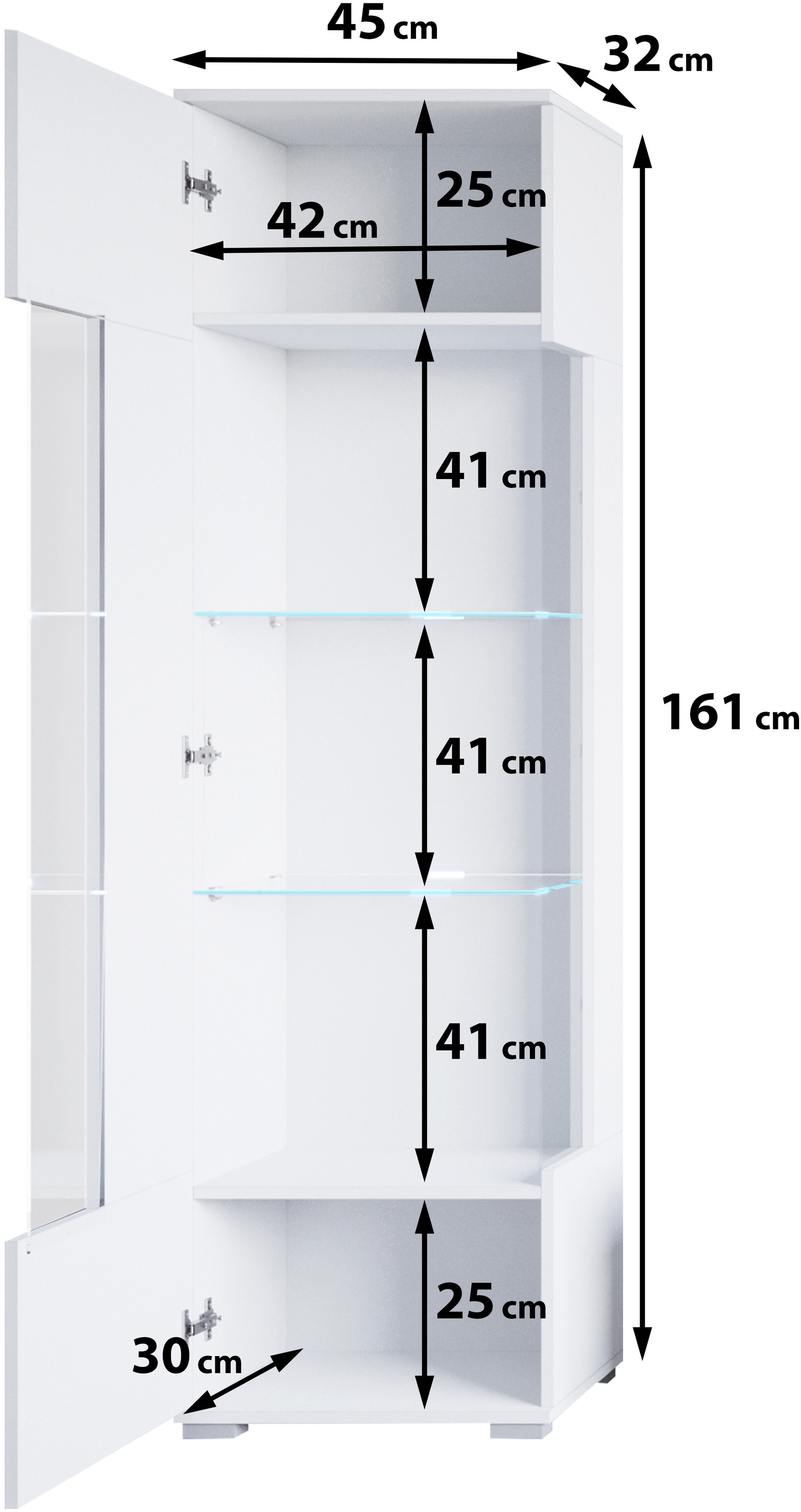 INOSIGN Vitrine »Kenia«, (1 St.), Vitrine Vitrineschrank mit Glastüren 160 cm Höhe