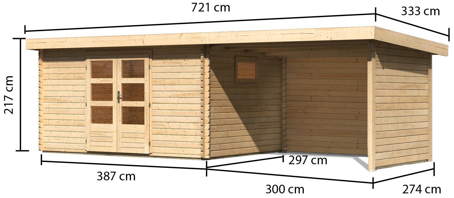 WOODFeeling Gartenhaus »Trittau 5«, mit Anbaudach