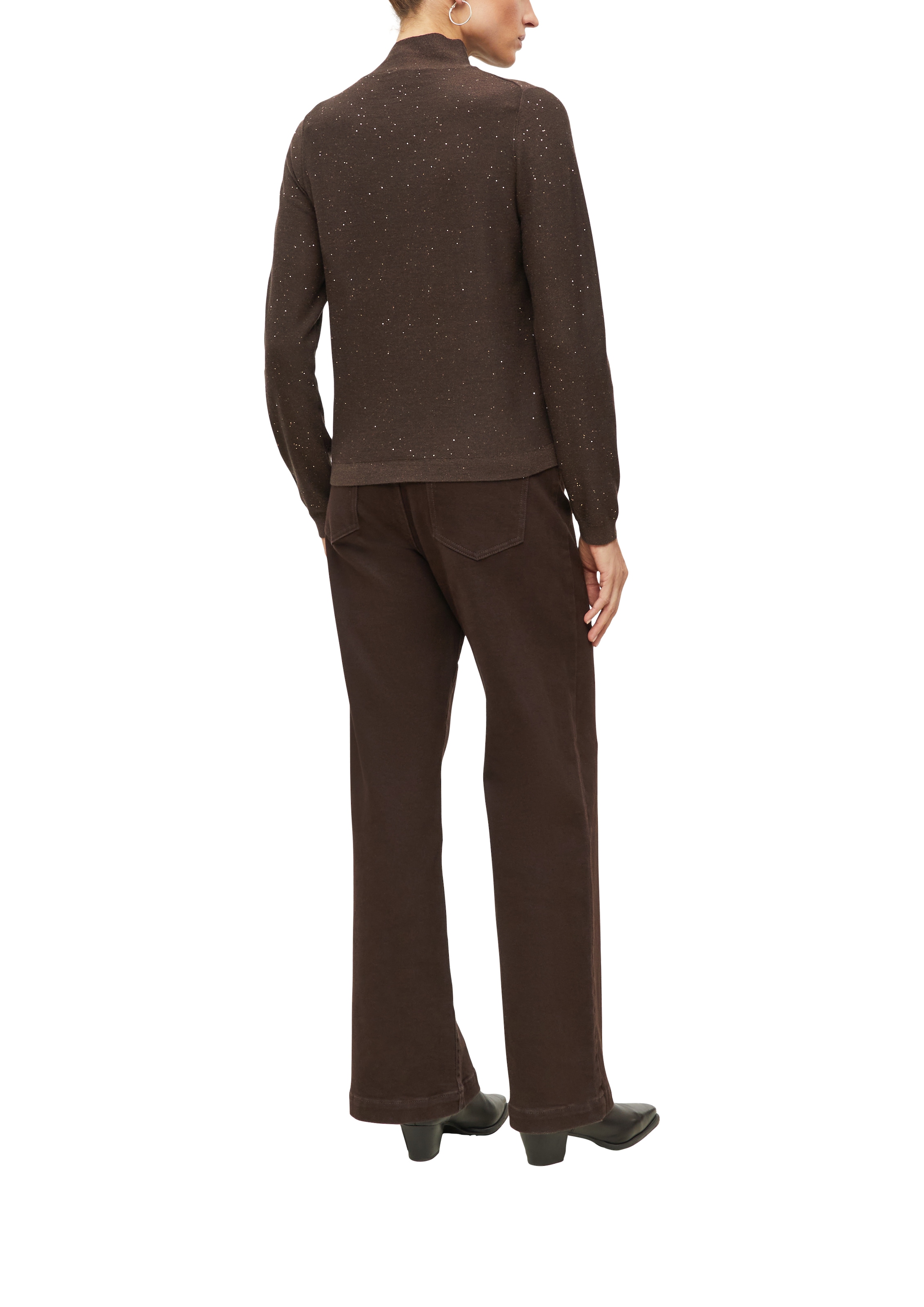 s.Oliver BLACK LABEL Strickpullover Winterpullover mit Schal-Detail und Glitzer-Steinen