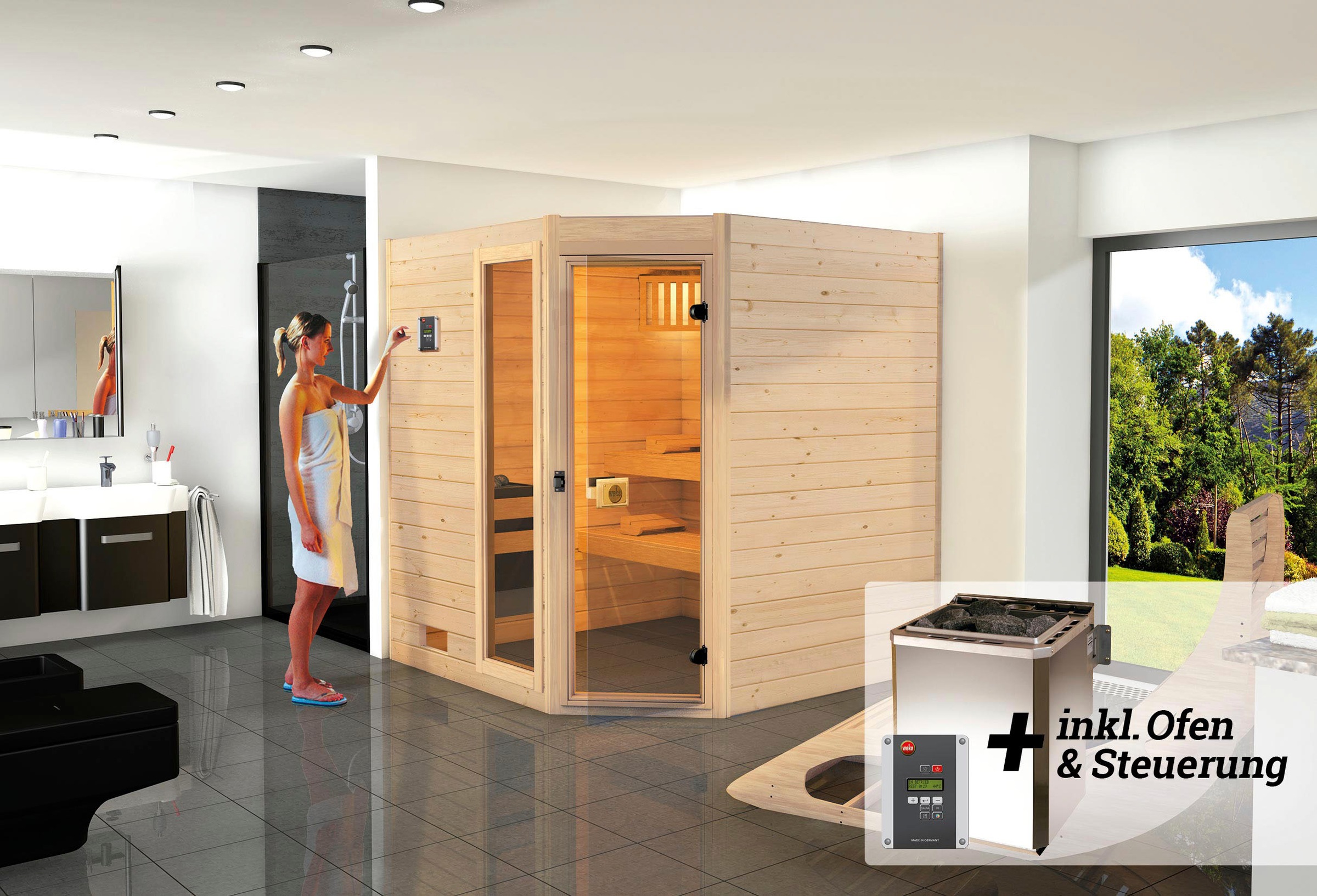 weka Sauna »Valida«, 7,5 kW Bio-Ofen mit digitaler Steuerung