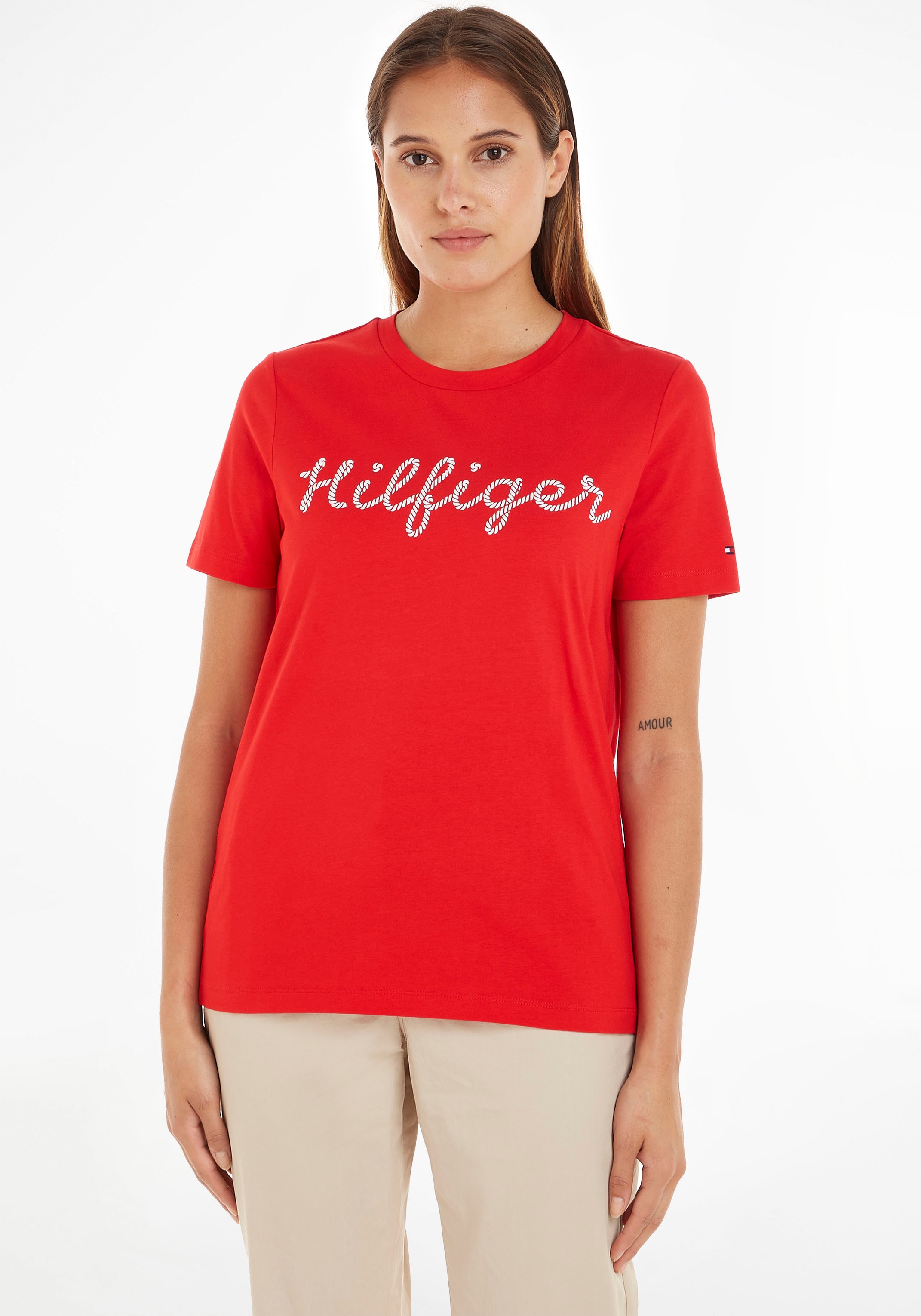 Tommy Hilfiger T-Shirt »REG ROPE PUFF PRINT C-NK SS«, mit großem Tommy  Hilfiger Logoschriftzug auf der Brust online bei OTTO