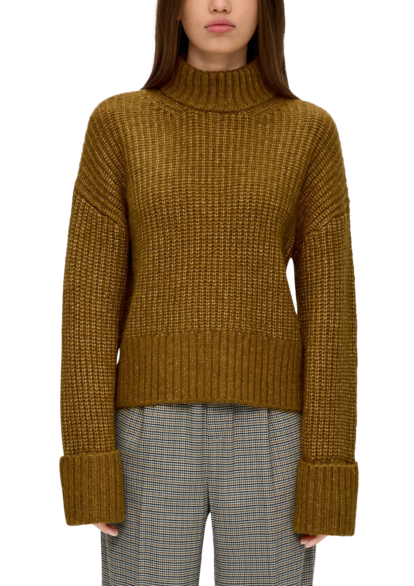 QS Strickpullover, mit fixiertem Umschlag