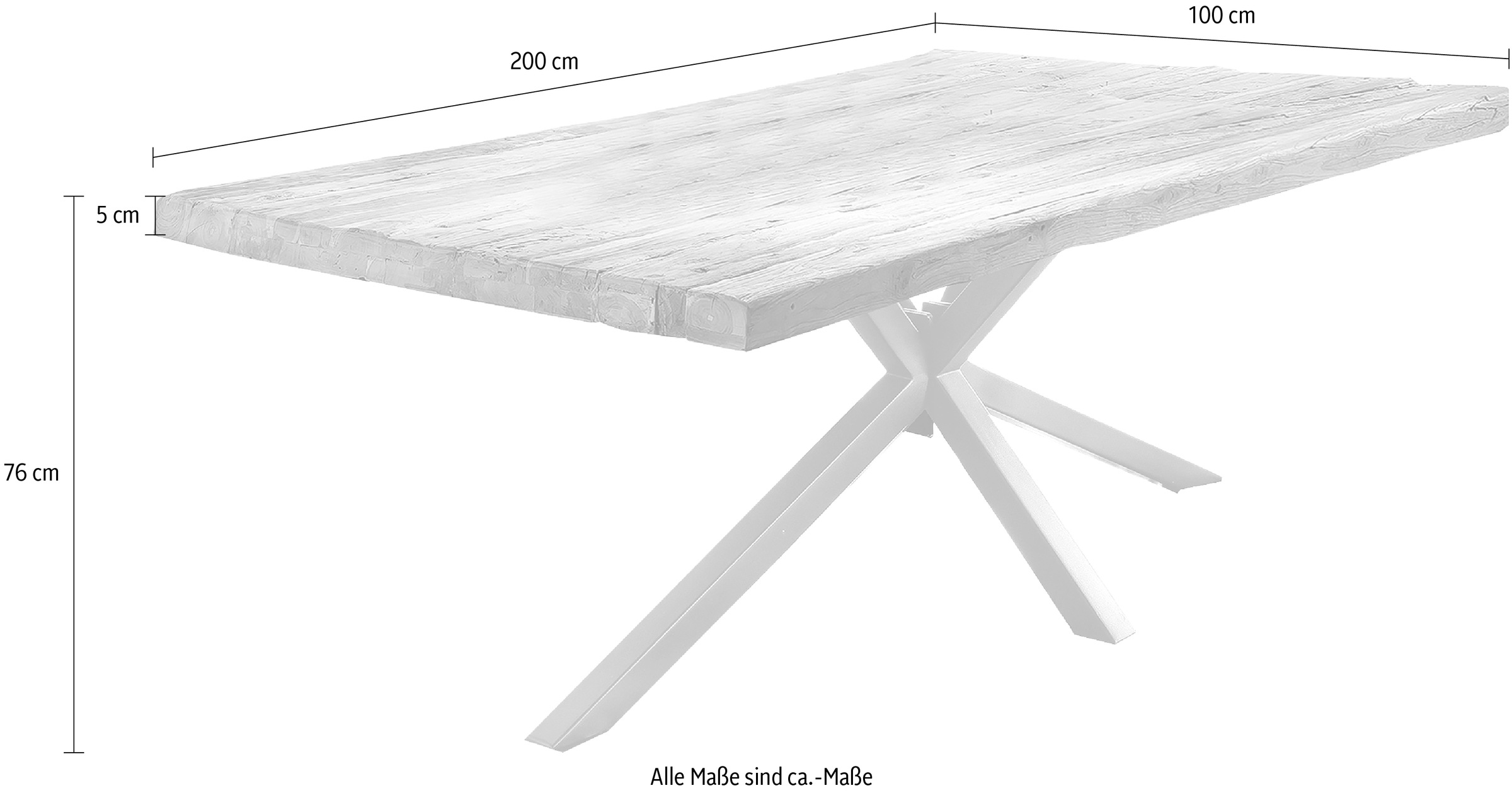 SIT Esstisch, Platte aus recyceltem Teak
