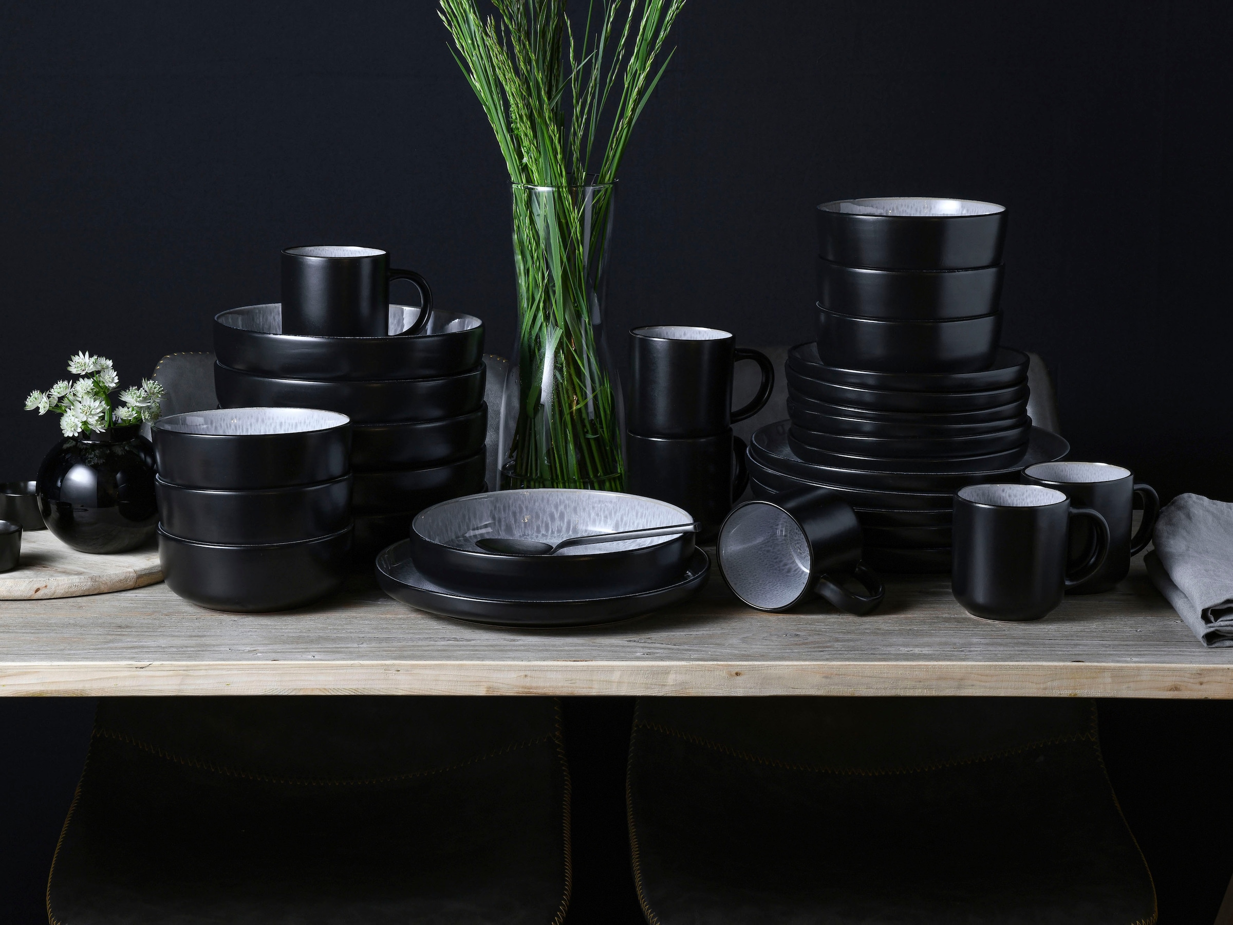 CreaTable Kombiservice »Nordic Fjord«, (Set, 30 tlg.), je 6 Speiseteller, Suppenteller, Dessertteller, Schalen, Kaffeebecher