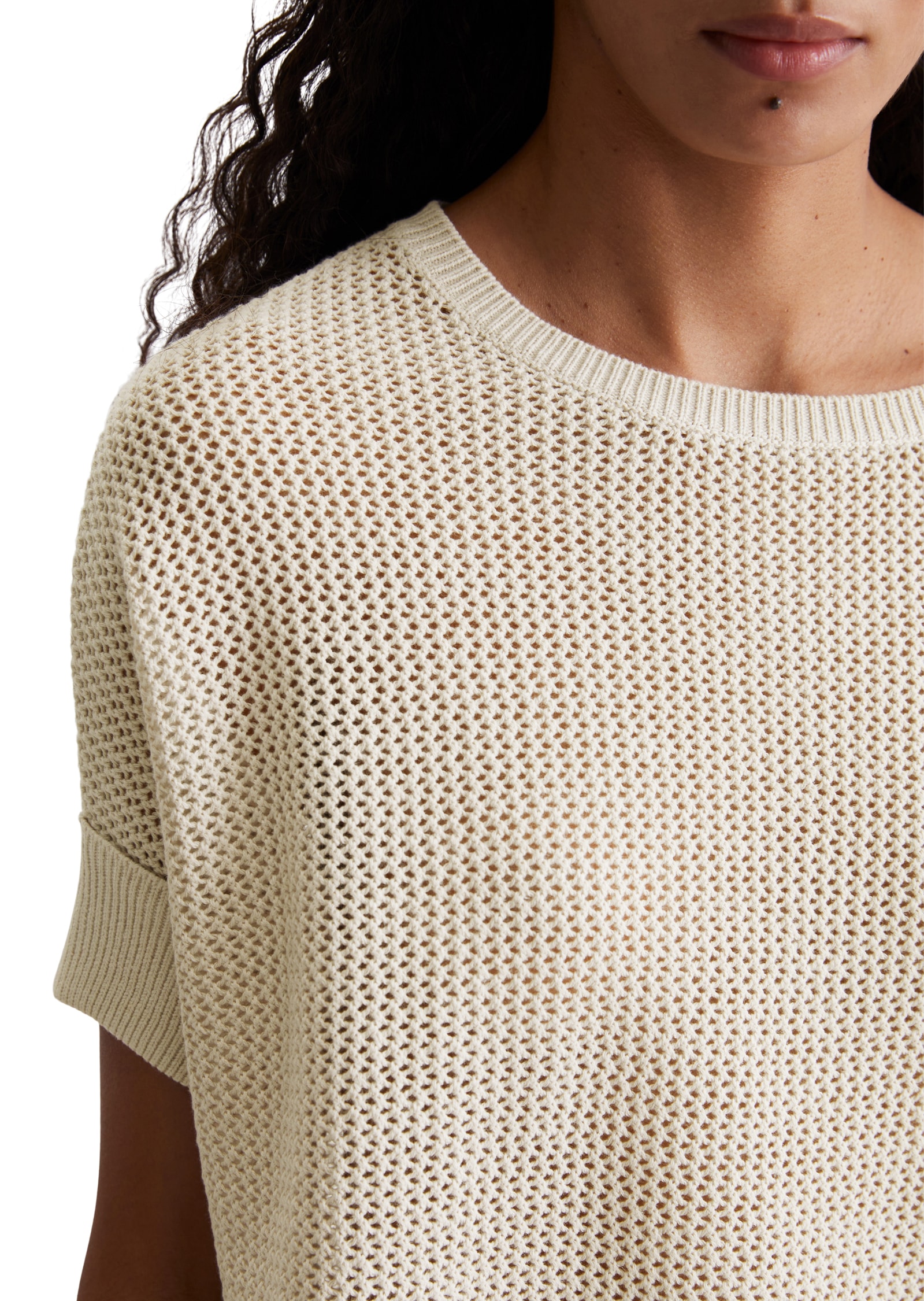 Marc O'Polo Kurzarmpullover, mit lässiger Netzstruktur, oversize