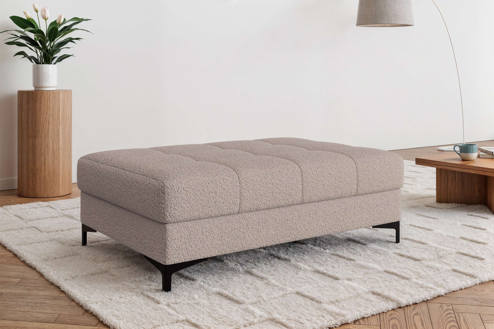 Otto Home Polsterhocker »LEEVKE Sitzhocker passend zum Sofa, Breite 115 cm« mit hochelastischer Schaum und Wellenunterfederung, Größe B/H/T: 115 cm...