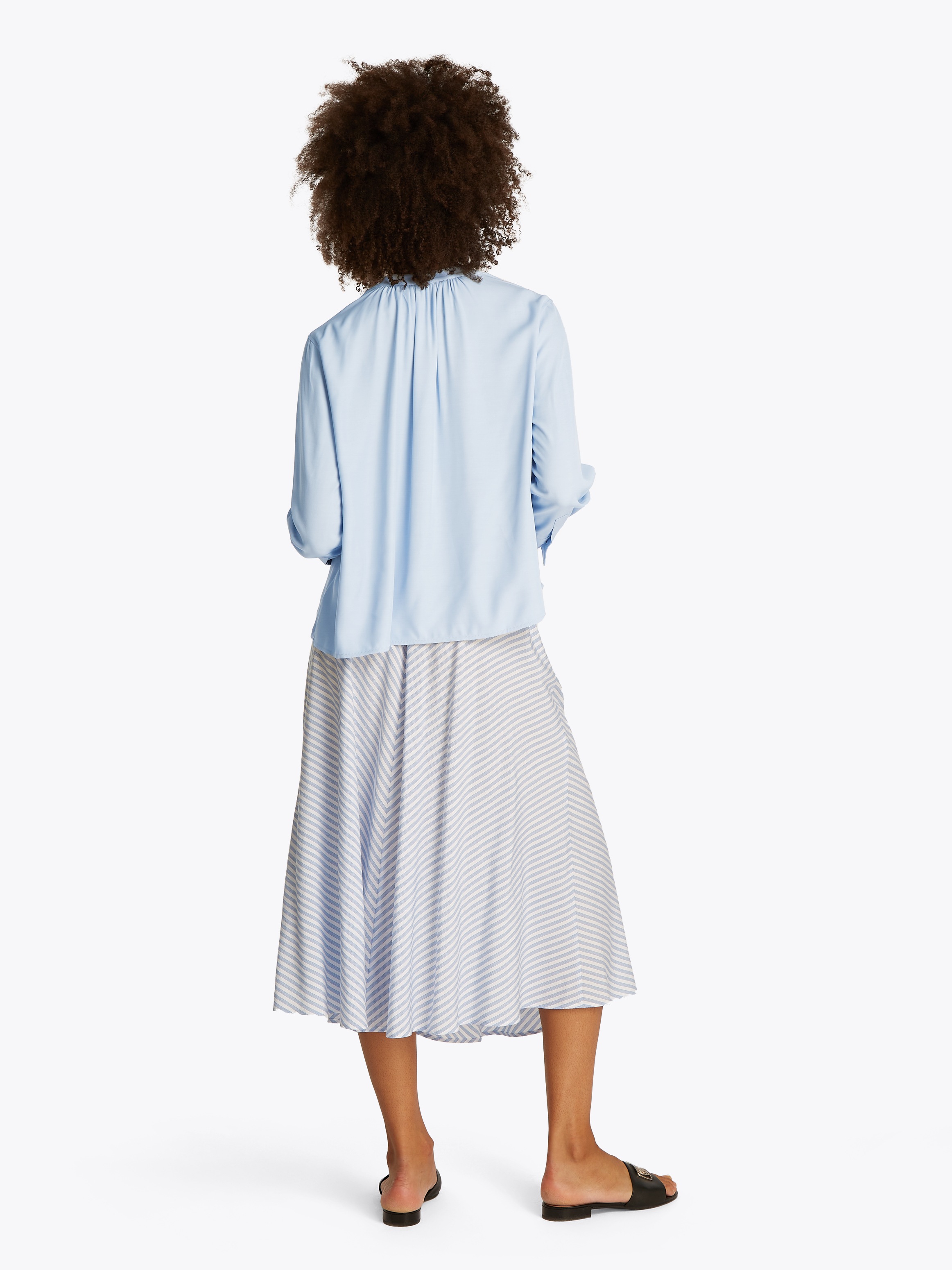 Tommy Hilfiger Langarmbluse »SOFT VIS V NECK LS BLOUSE«, mit Raffungen