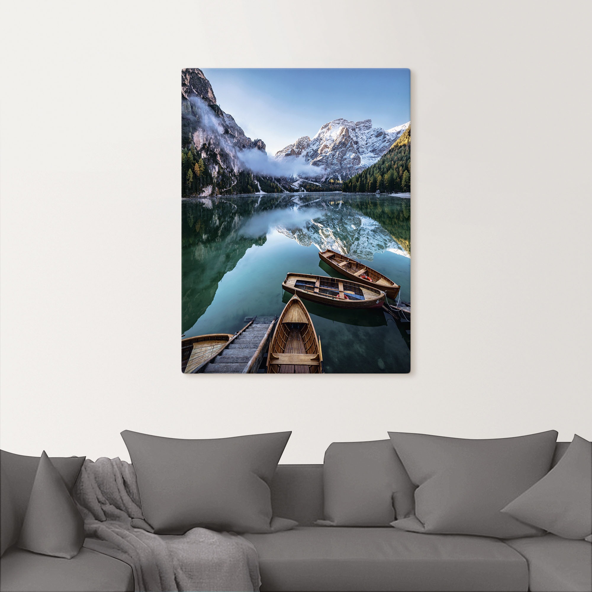 Artland Wandbild »Pragser Wildsee in Südtirol«, Bilder von Booten & Schiffen, (1 St.), als Alubild, Outdoorbild, Leinwandbild in verschied. Größen