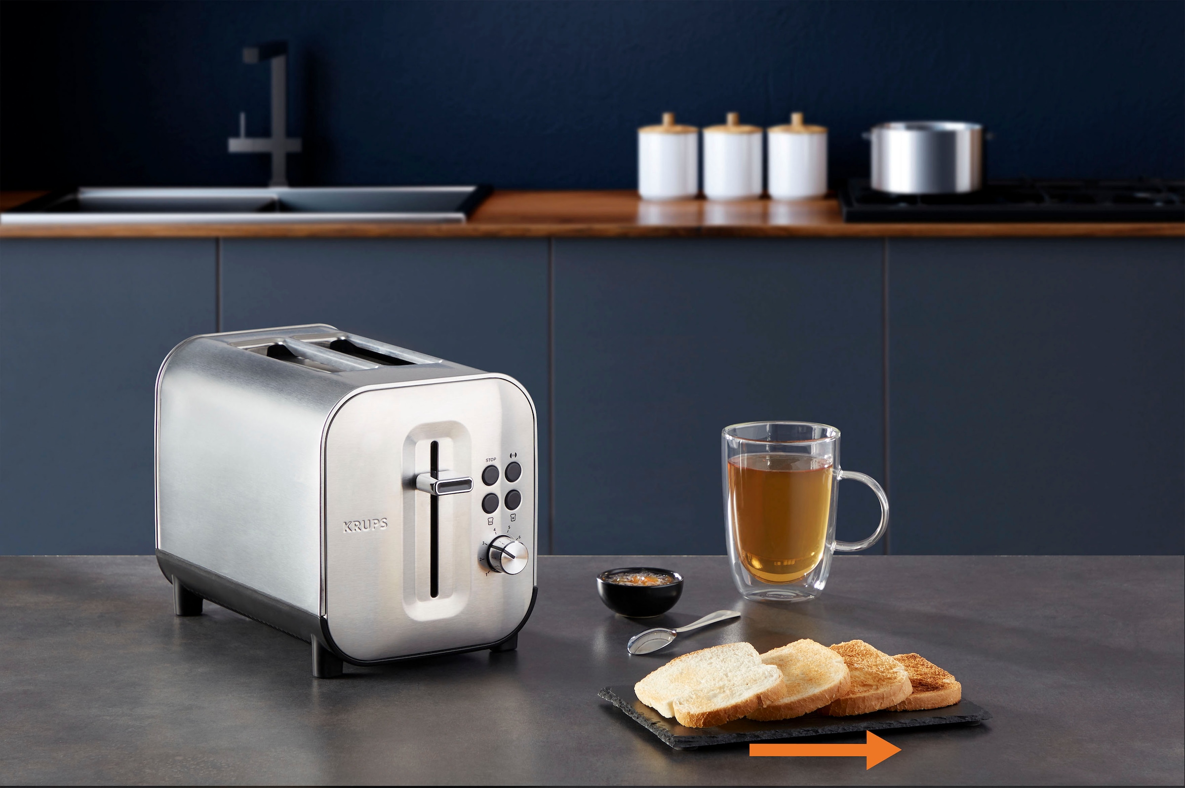 Krups Toaster »KH682D Excellence«, 2 Schlitze, 850 W, berührungsempfindliche Tasten, Anhebevorrichtung, 8 Bräunungsstufen