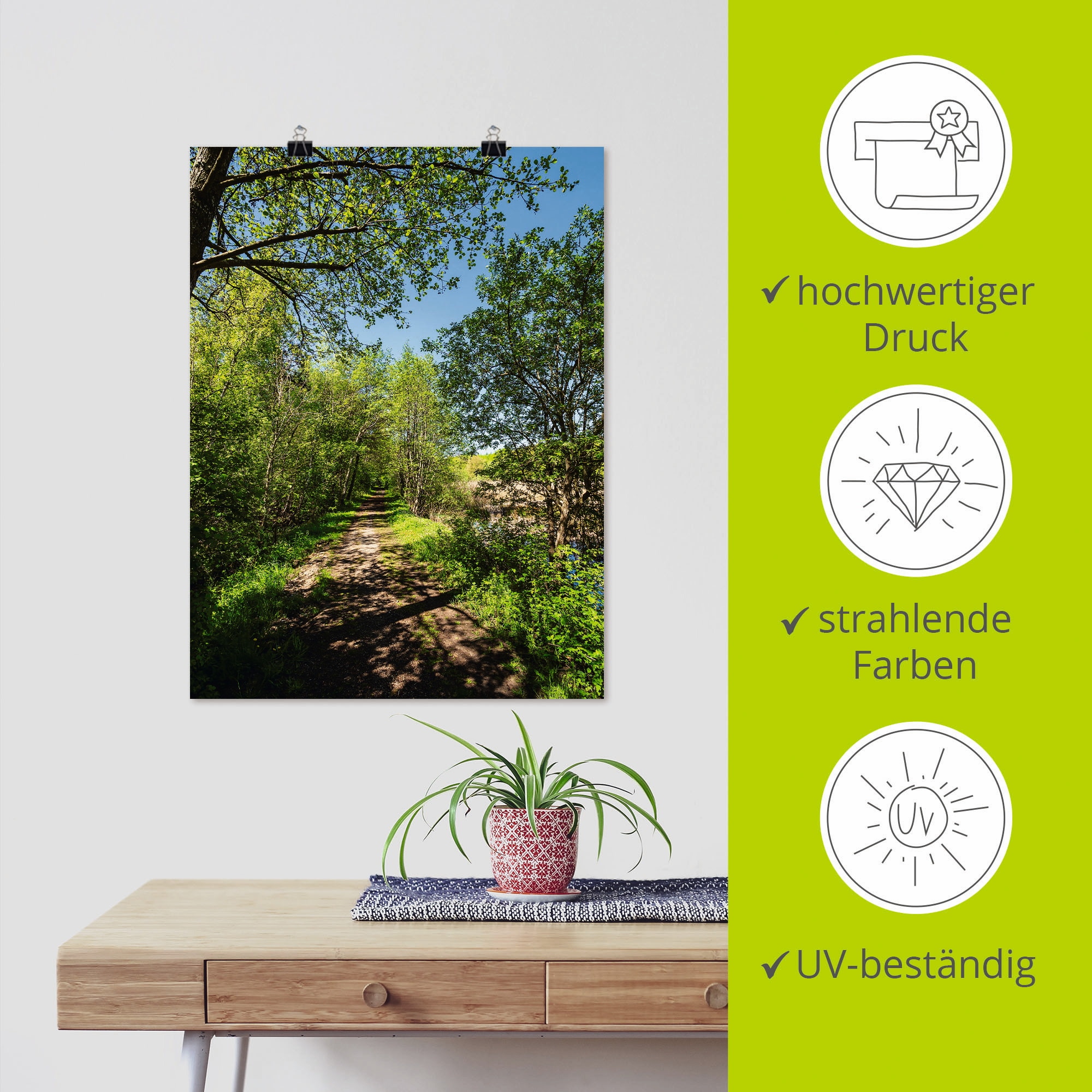 Artland Wandbild »Weg und Bäume bei Kuchelmiß«, Waldbilder, (1 St.), als Leinwandbild, Poster, Wandaufkleber in verschied. Größen