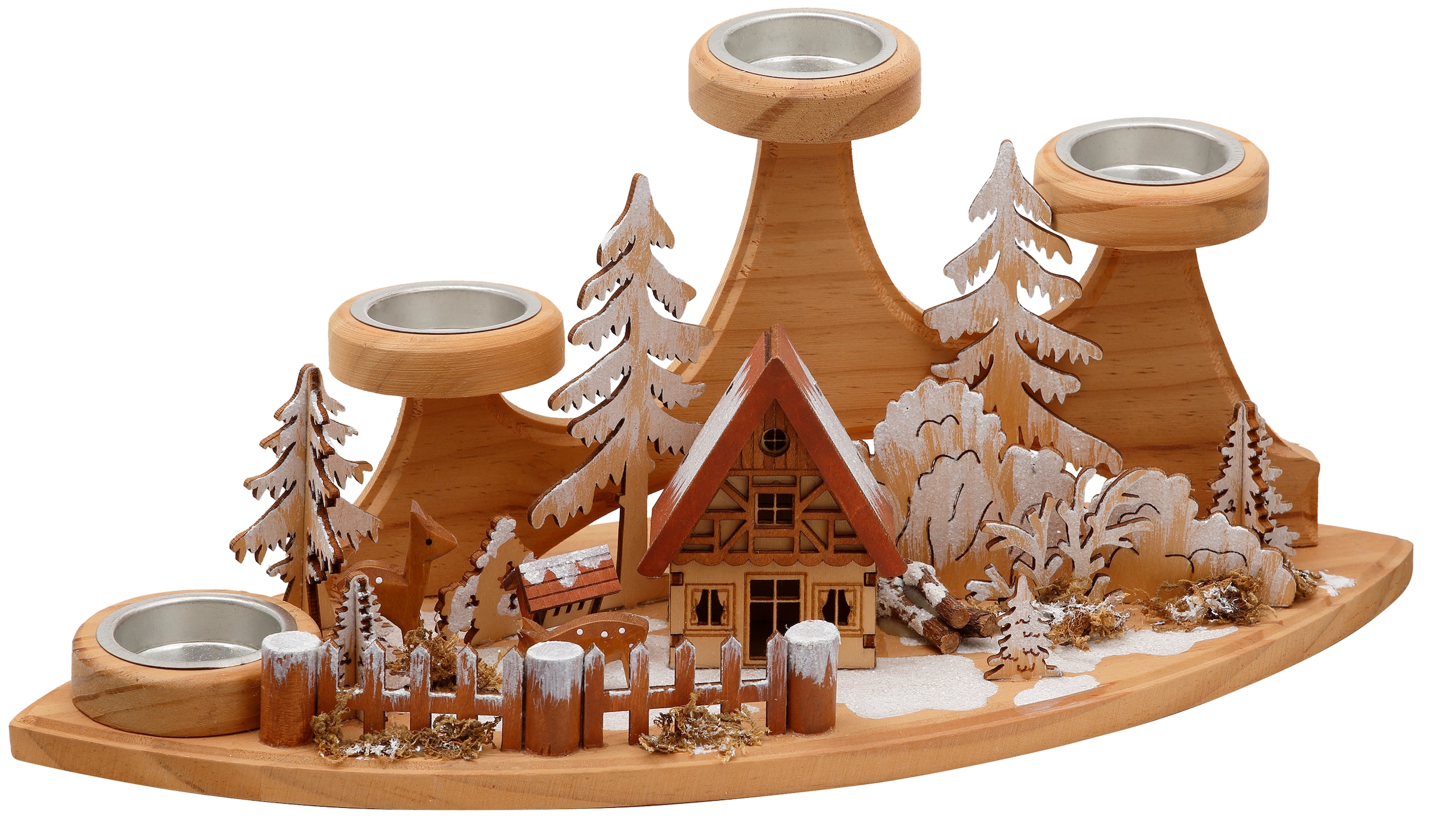 (1 cm St.), Weihnachtsdeko aus Home »Winterlandschaft, ca. bei 37 Breite Teelichter, Holz«, Adventsleuchter affaire Teelichthalter für OTTO 4