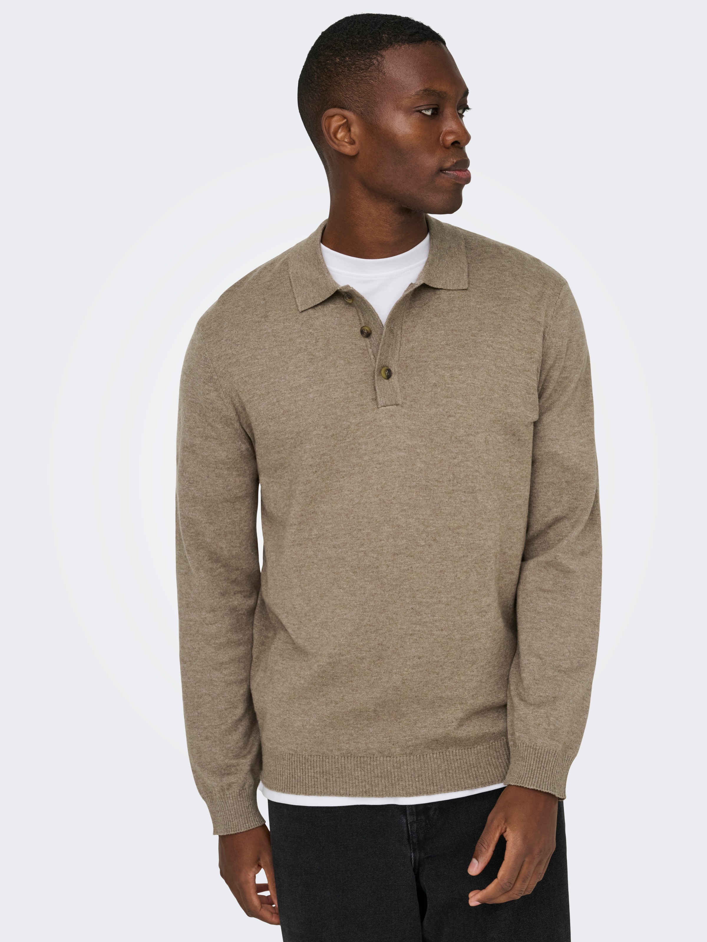 ONLY & SONS Polokragenpullover »ONSLOUI REG 12 LS MEL POLO KNIT«