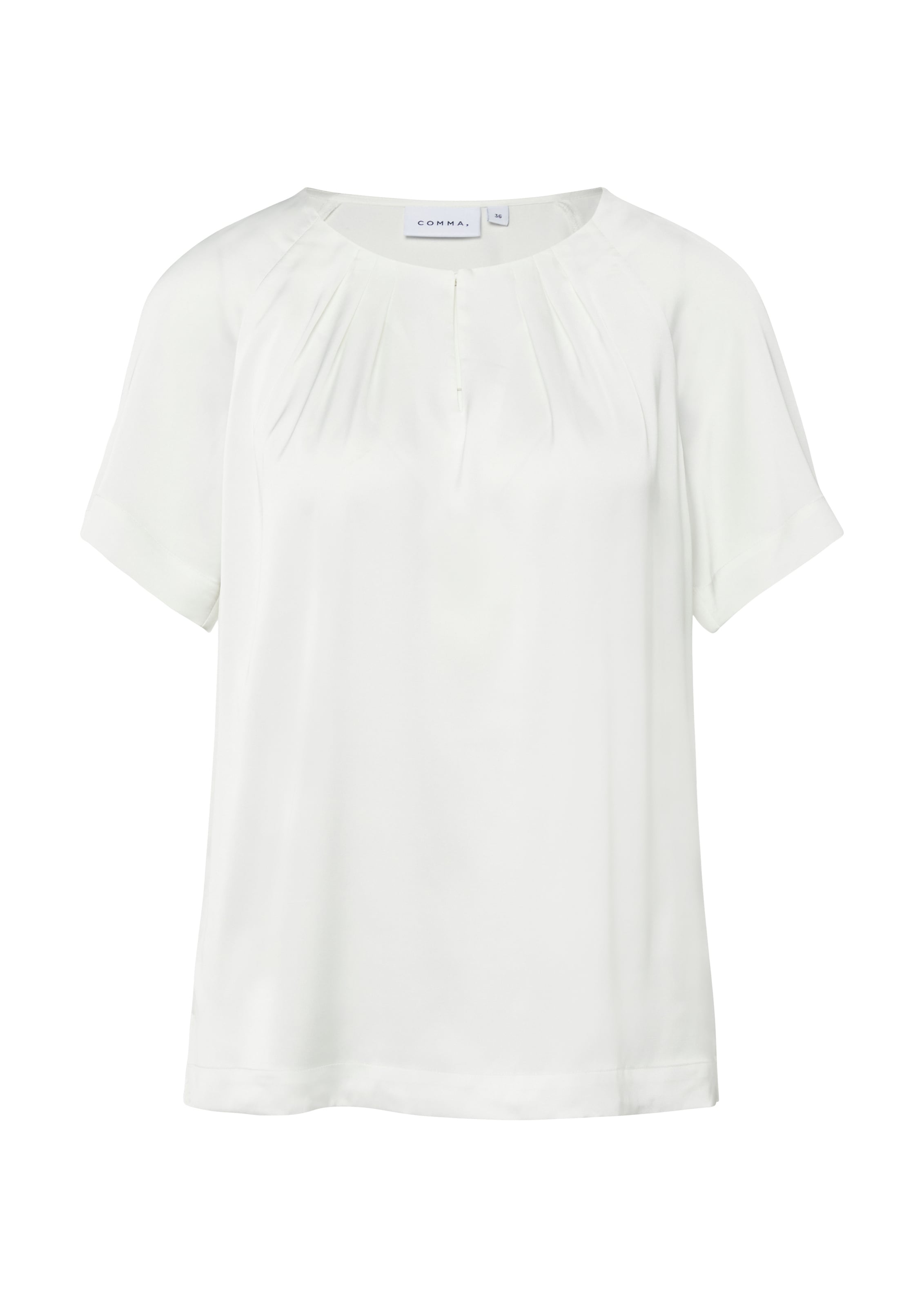 Comma Shirtbluse Sommer-Bluse mit gerafftem Kragen und Cut-out