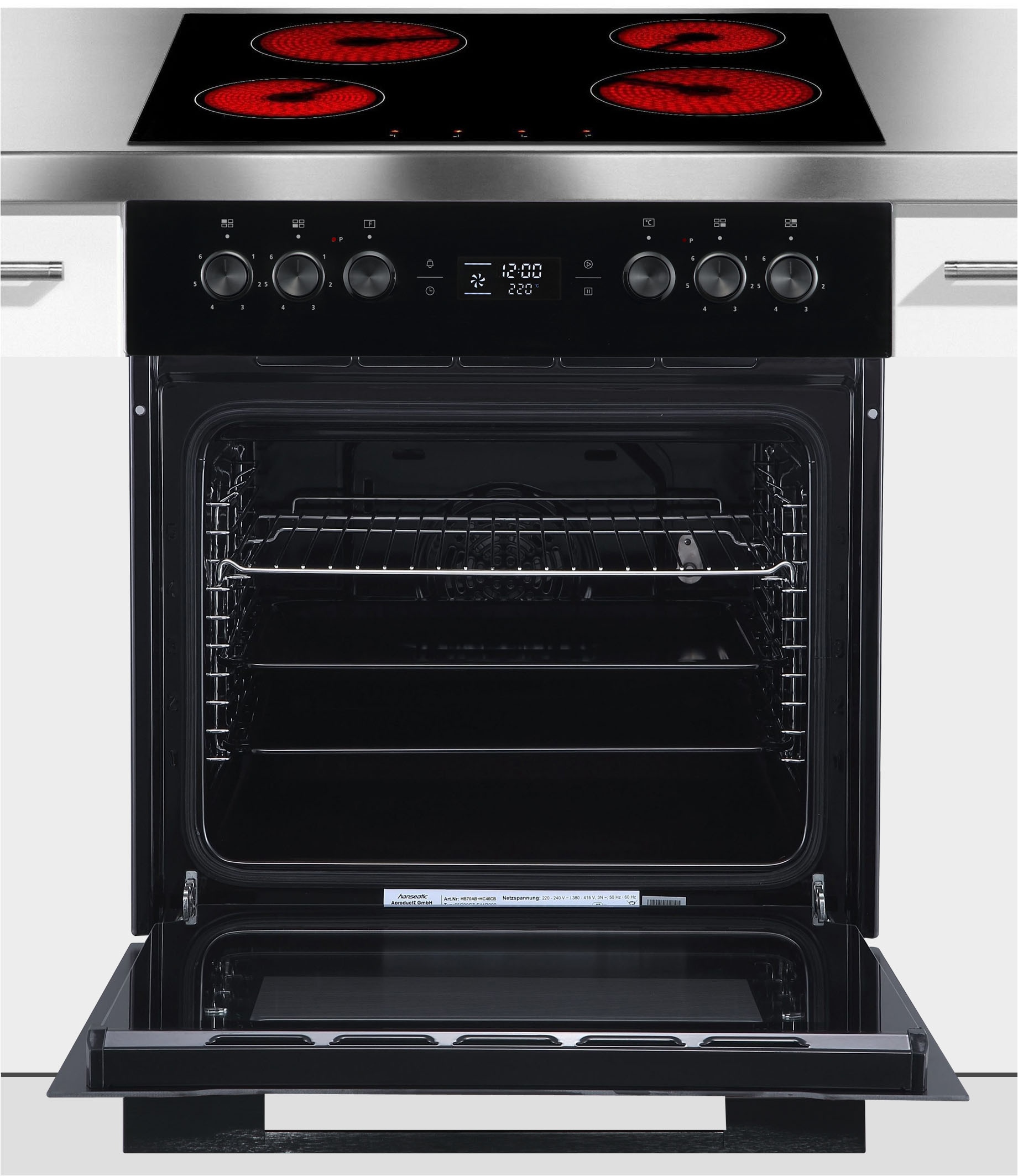 Hanseatic Elektro-Herd-Set »HB70AB+HC46CB« Dampfreinigungsfunktion erleichtert dir die Pflege des Backofens