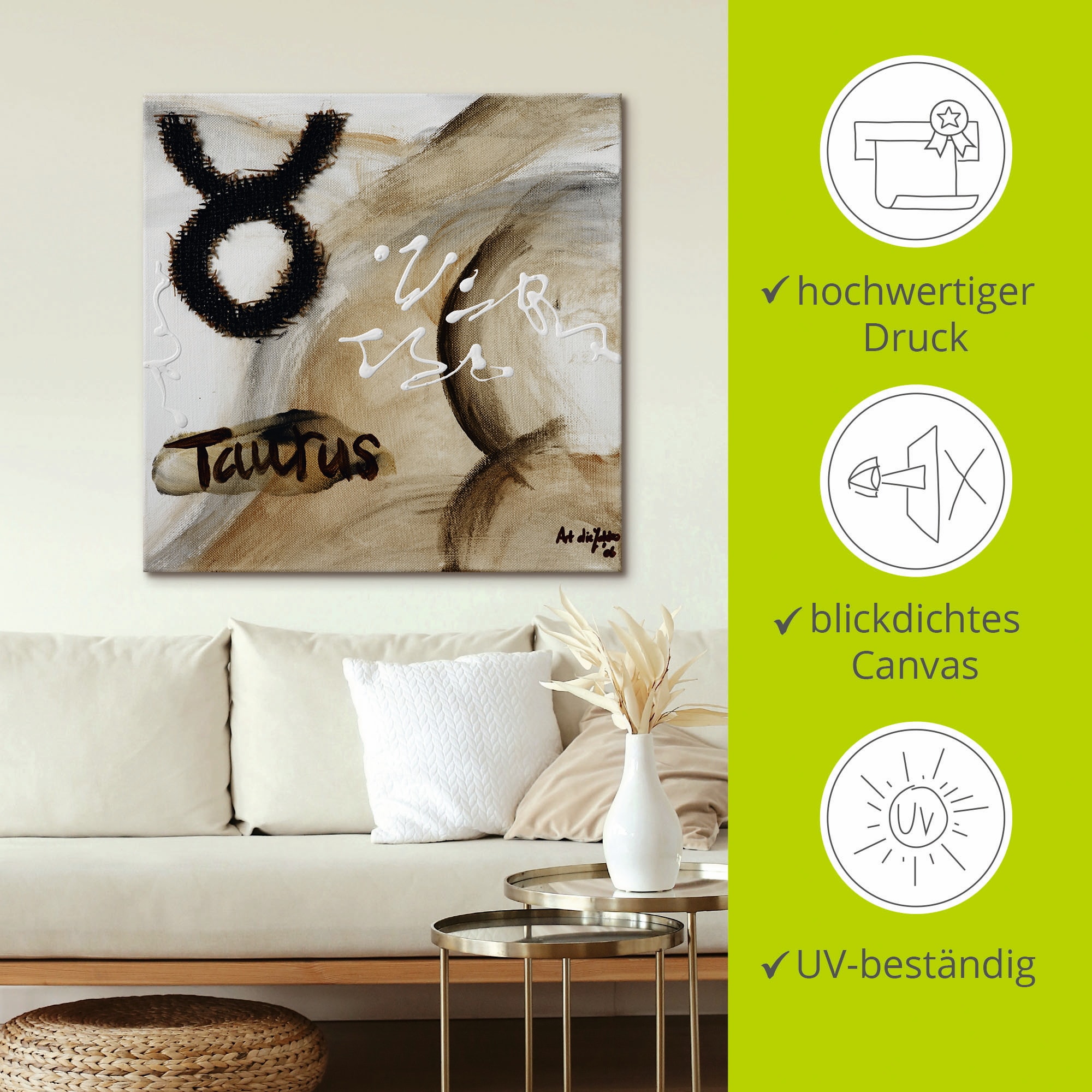 Artland Wandbild »Stier«, Sternzeichen, (1 St.), als Leinwandbild, Poster in verschied. Größen