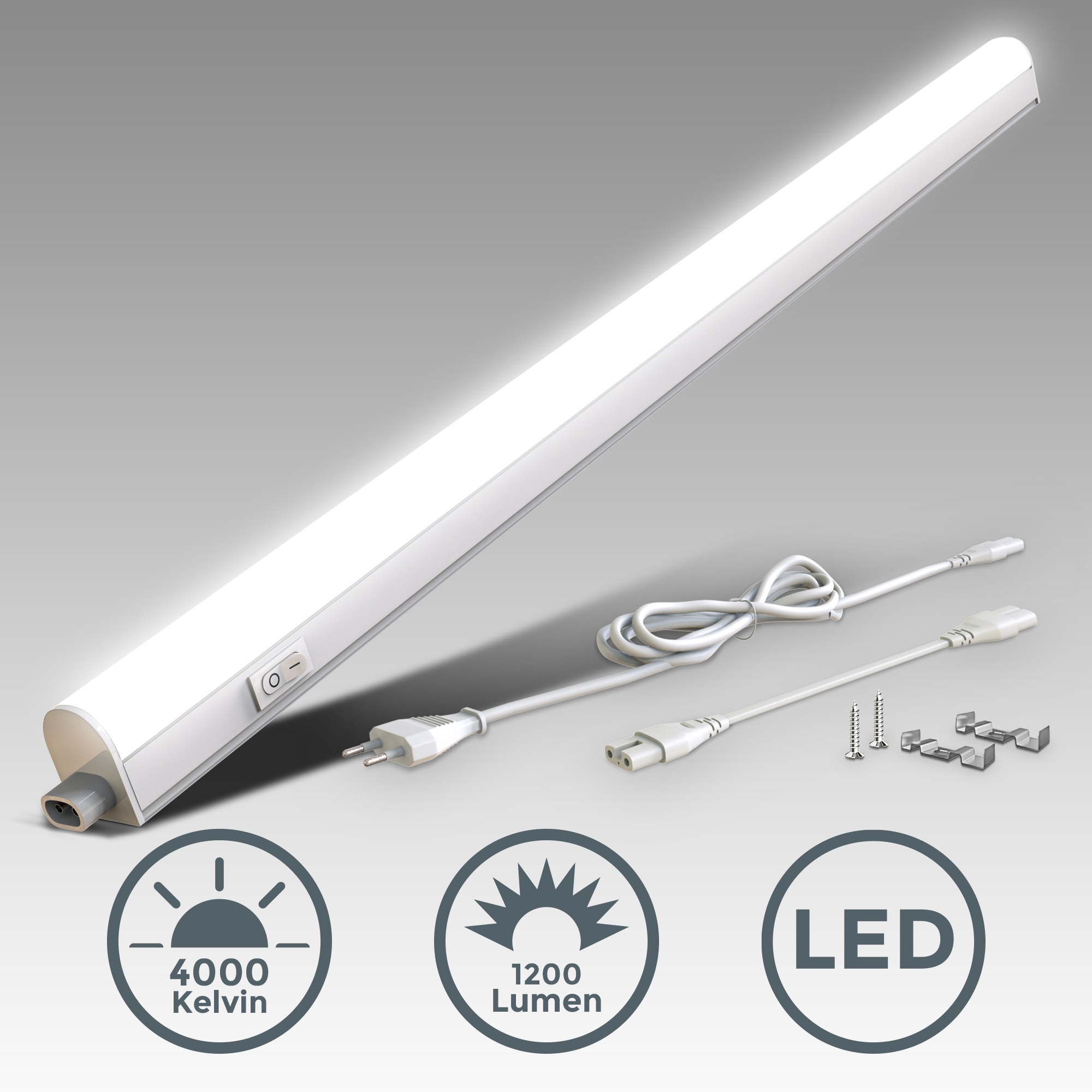 B.K.Licht LED Unterschrankleuchte, Kunststoff, weiß, inkl. 1 x LED-Platine,  15 Watt, 1.200 Lumen, 4.000 Kelvin, nicht dimmbar, inkl. Ein-/Aus-Schalter,  inkl. Zuleitung 1,8m kaufen bei OTTO