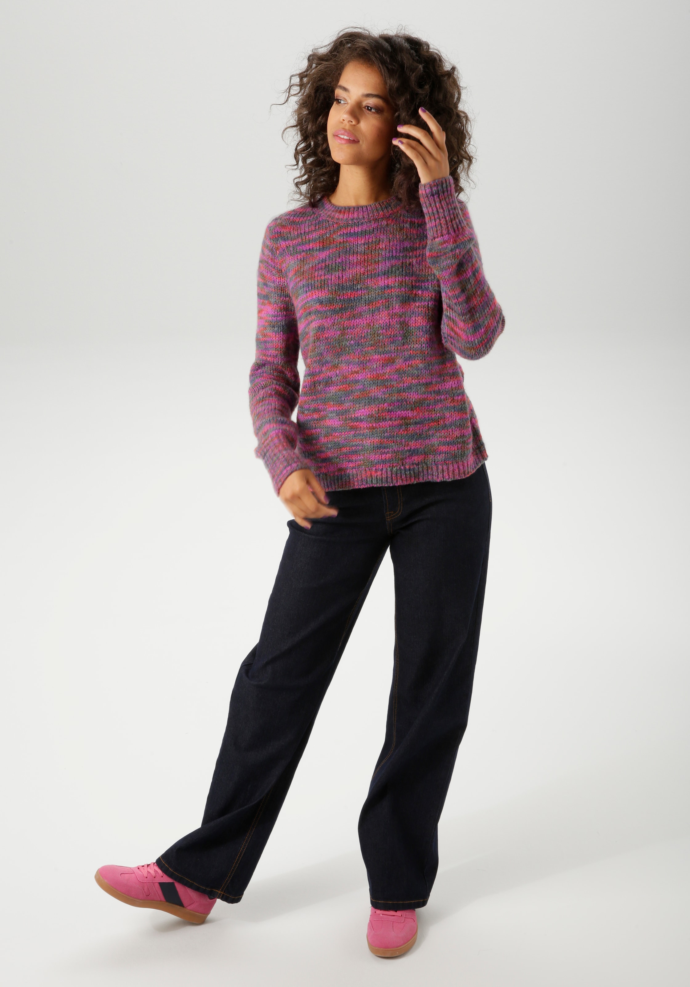 Aniston CASUAL Strickpullover, aus trendigem Multicolor-Garn -jedes Teil ein Unikat - NEUE KOLLEKTION
