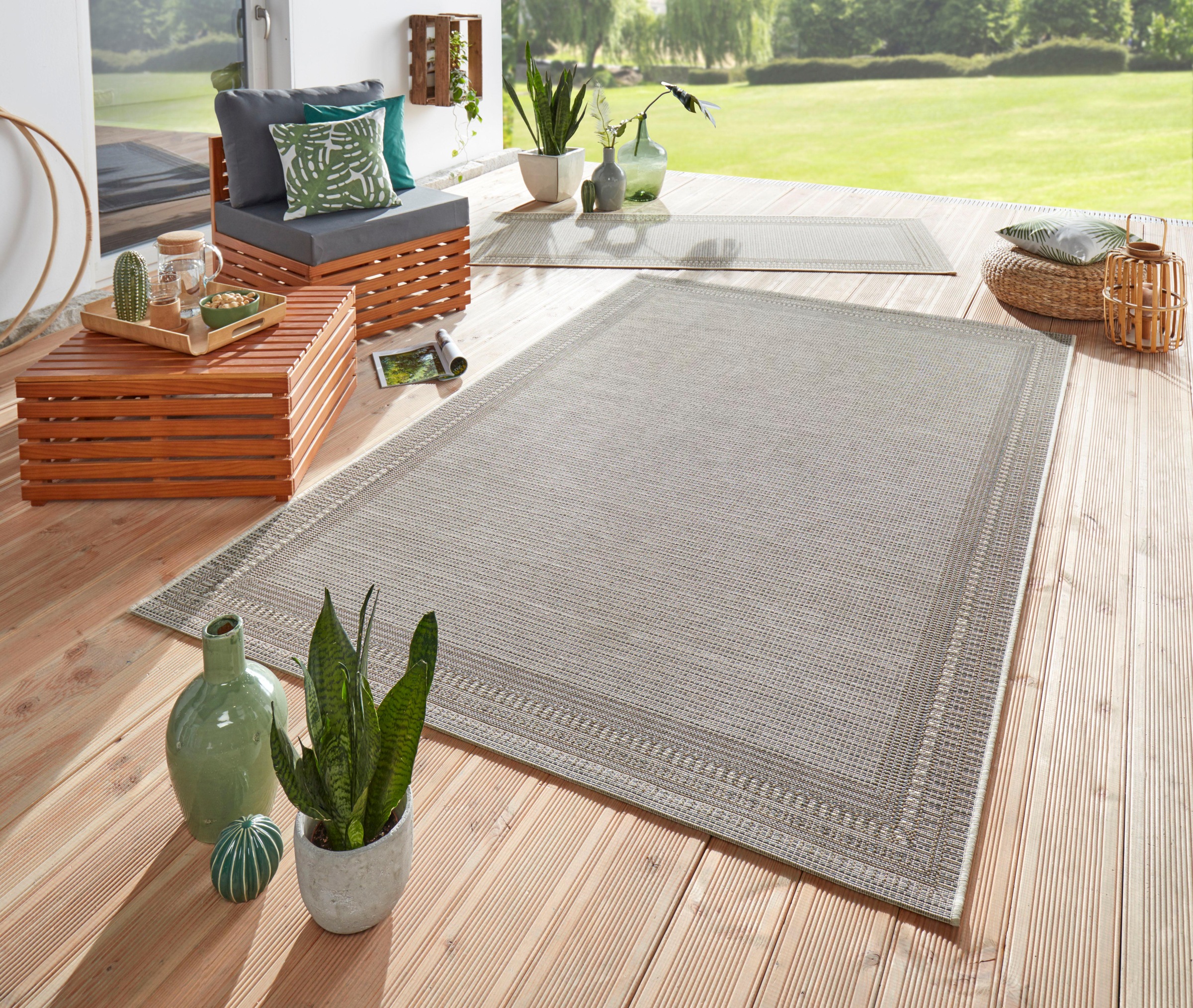 freundin Home Collection Teppich »Ocean«, rechteckig, 4 mm Höhe, In-und Outdoor geeignet, Strapazierfähig und pflegeleicht, Flachgewebe