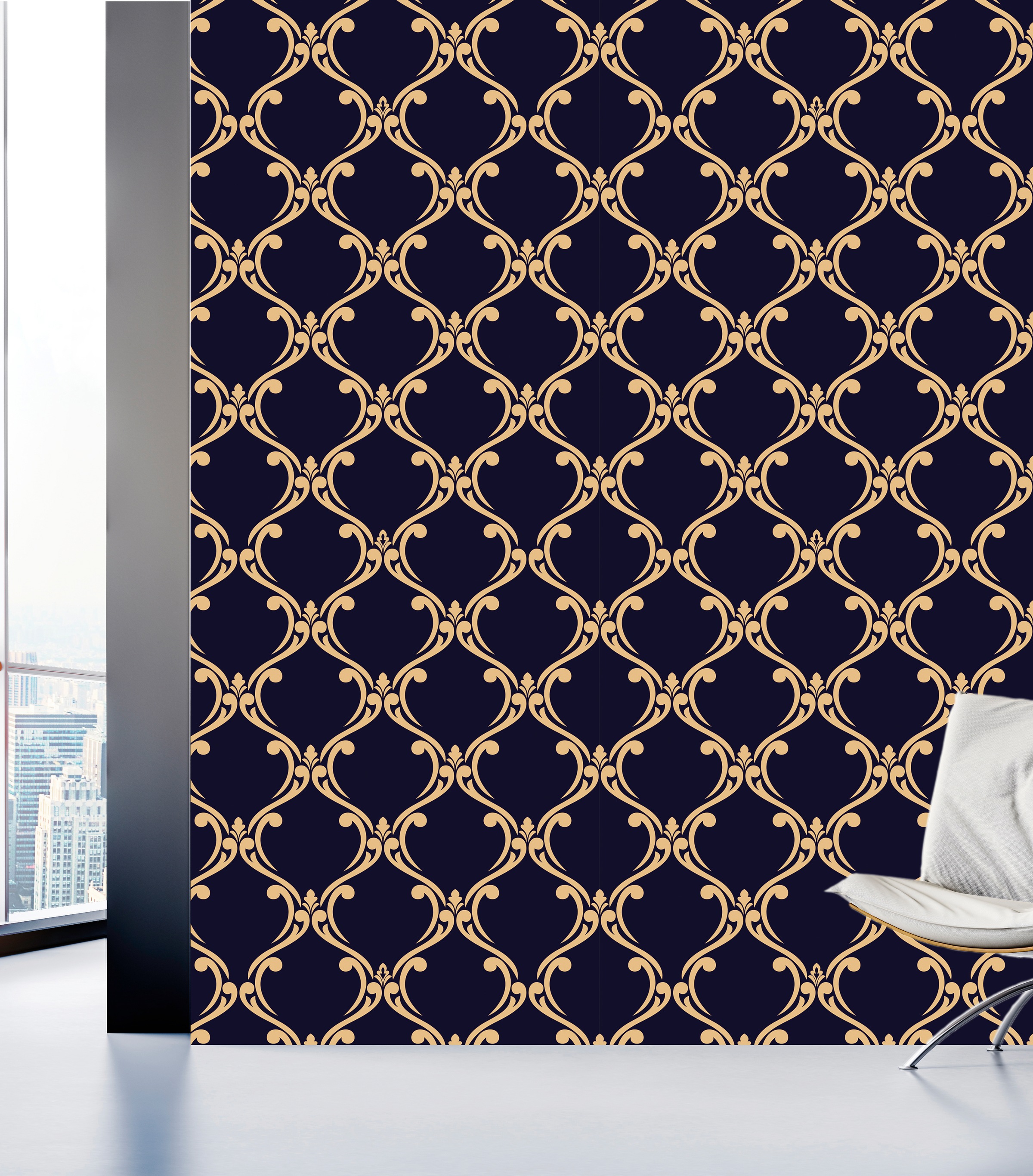 queence Vinyltapete »Lena«, bedruckt-Barock-Antikoptik-Kunst, 90x250cm, selbstklebend, kinderleichte Anbringung, Sticker