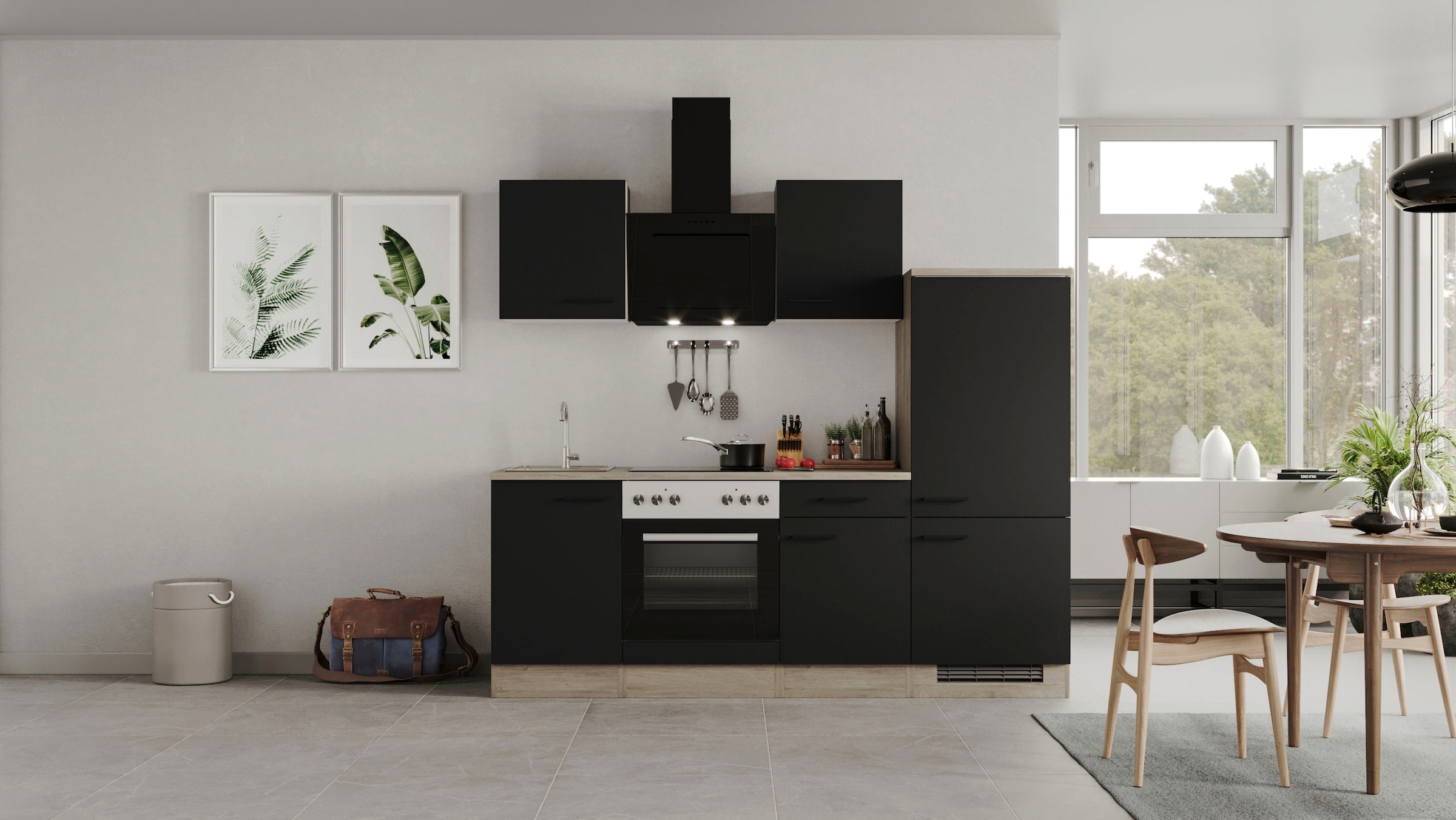 Flex-Well Küchenzeile »Capri«, mit und ohne E-Geräten erhältlich, Gesamtbreite 220 cm