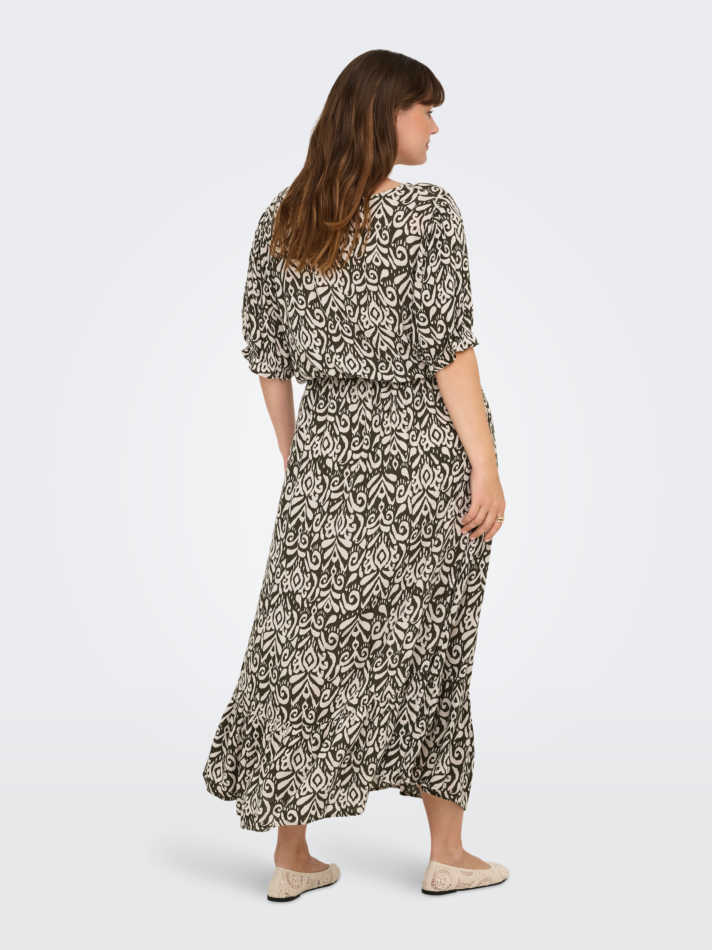 ONLY CARMAKOMA Sommerkleid »CARCHIANTI S/S CALF DRESS WVN NOOS«, mit Volant