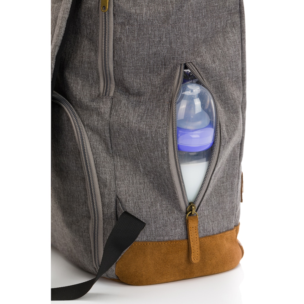 Fillikid Wickelrucksack »Berlin, grau melange«, Reflektoren, inkl. Wickelauflage